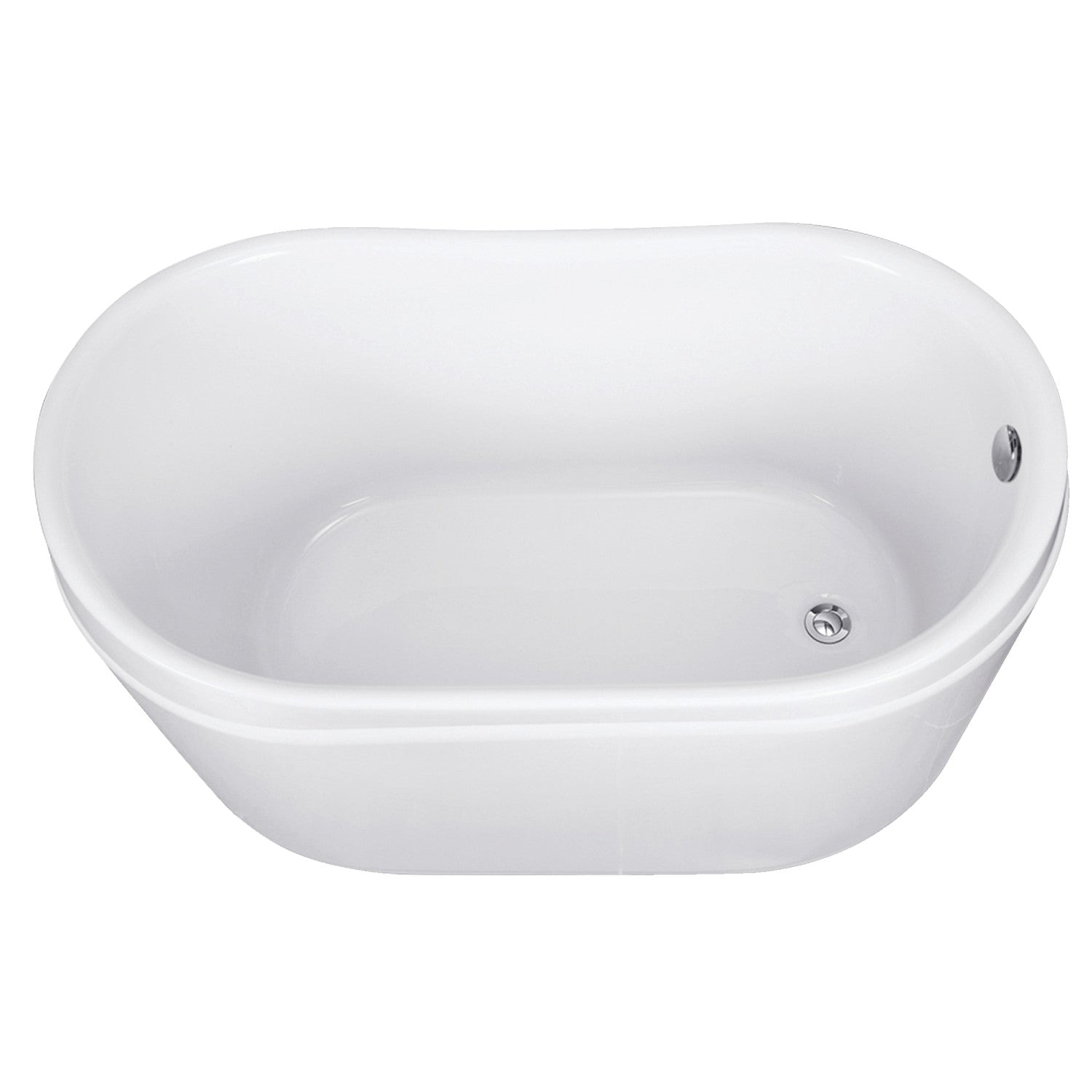 Aqua Eden 52 Inch Acrylic Oval Freestanding Bathtub - Glossy White Slipper Tub with Drain | Modern Soaking Tub for Spa-Like Relaxation in Master Bathroom