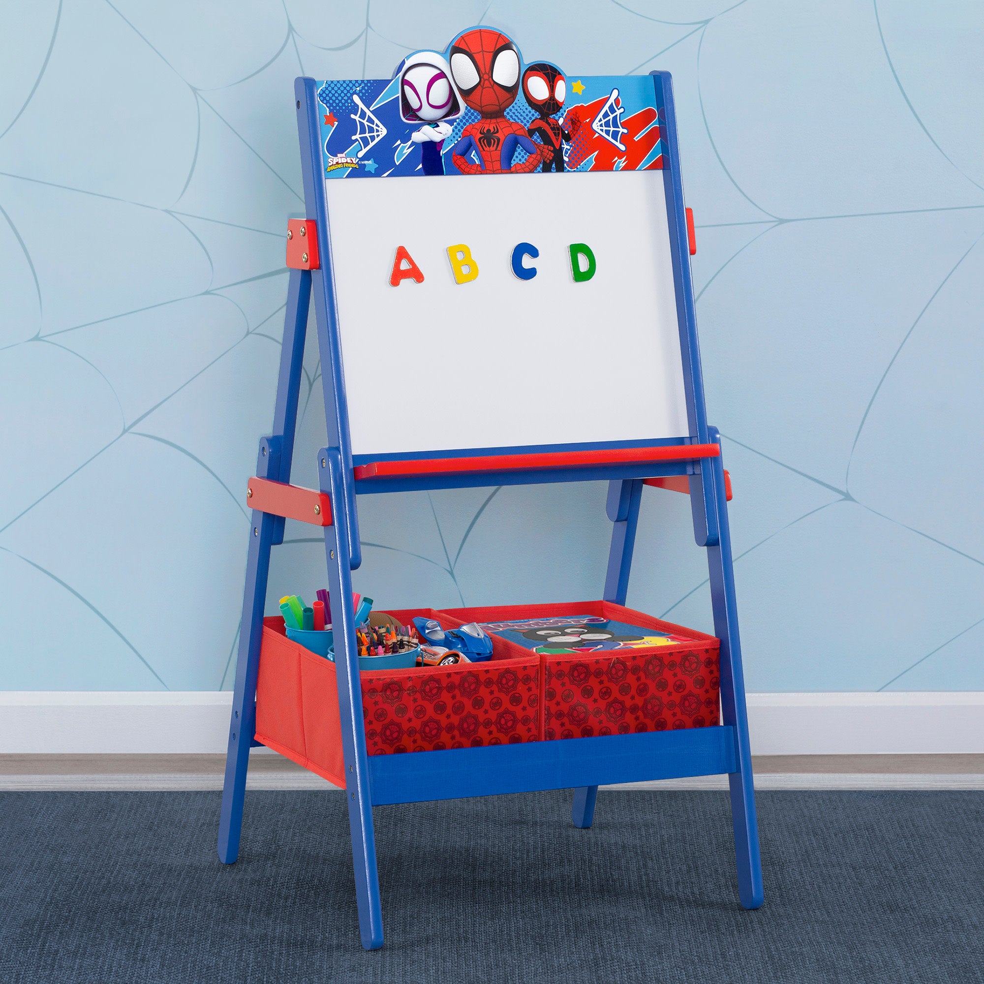 Spidey and His Amazing Friends Wooden Activity Easel with Storage - Kids Art Station for Drawing, Painting & Learning - Perfect for Home, Classroom & Playroom