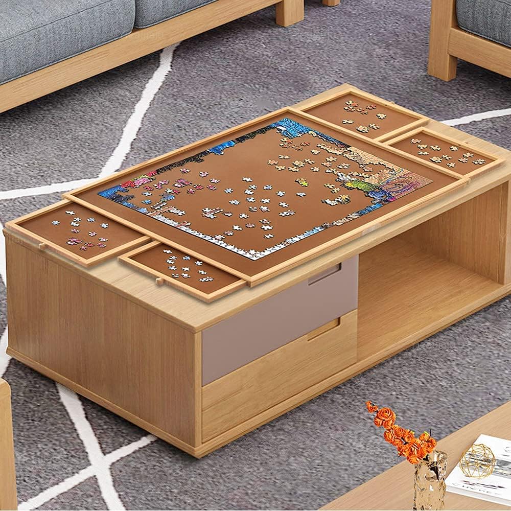Premium Jigsaw Puzzle Table with Cover - 1500 Piece Puzzle Board, 6 Removable Storage Drawers, 26x35 Inch Smooth Fiberboard Surface | Perfect for Family Game Nights, Puzzle Enthusiasts & Home Entertainment