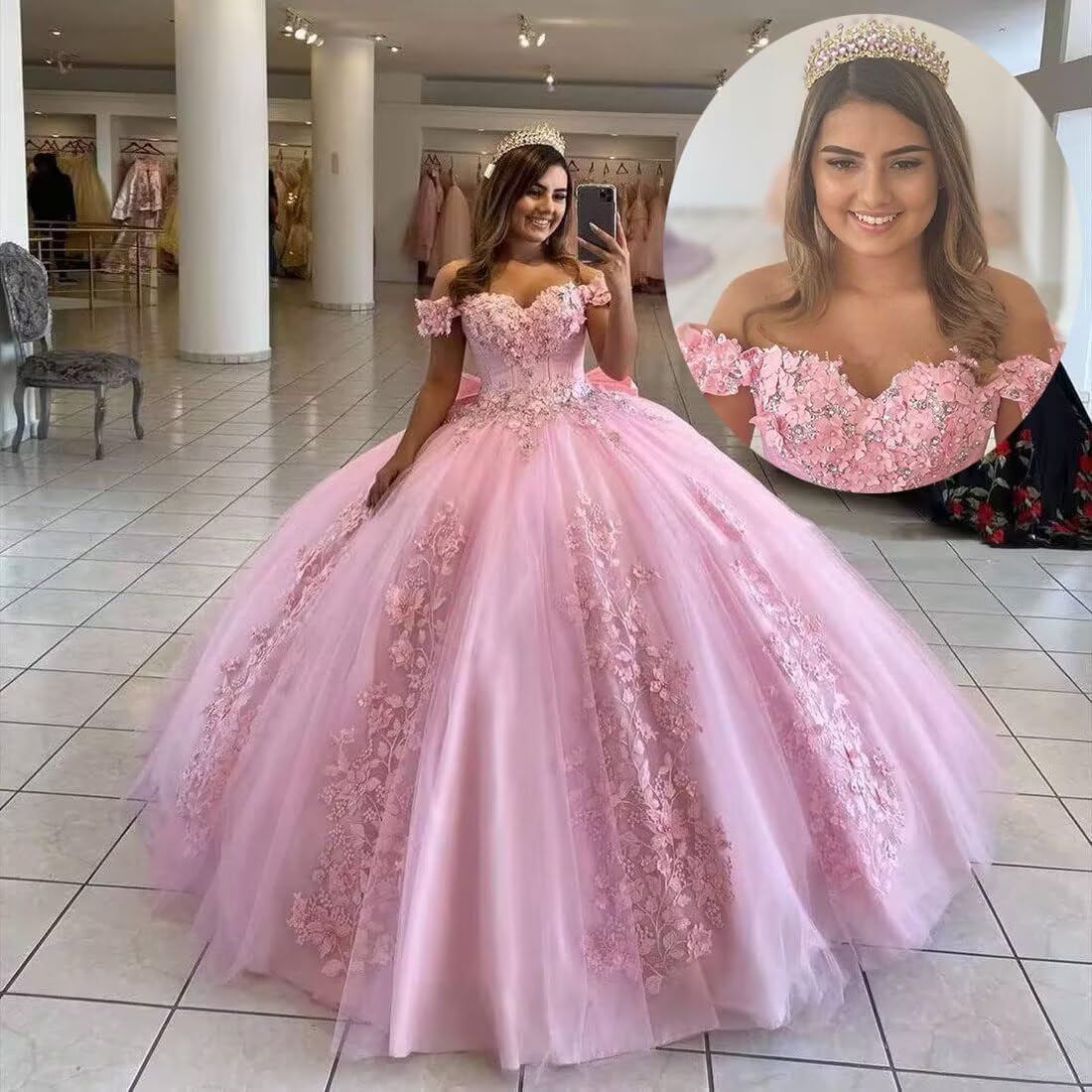 Elegant Women's Crystal Ball Gown Quinceanera Dress with Sequins & Beading - Sweet 16 Party Dress for Prom, Homecoming, Formal Events & Special Occasions