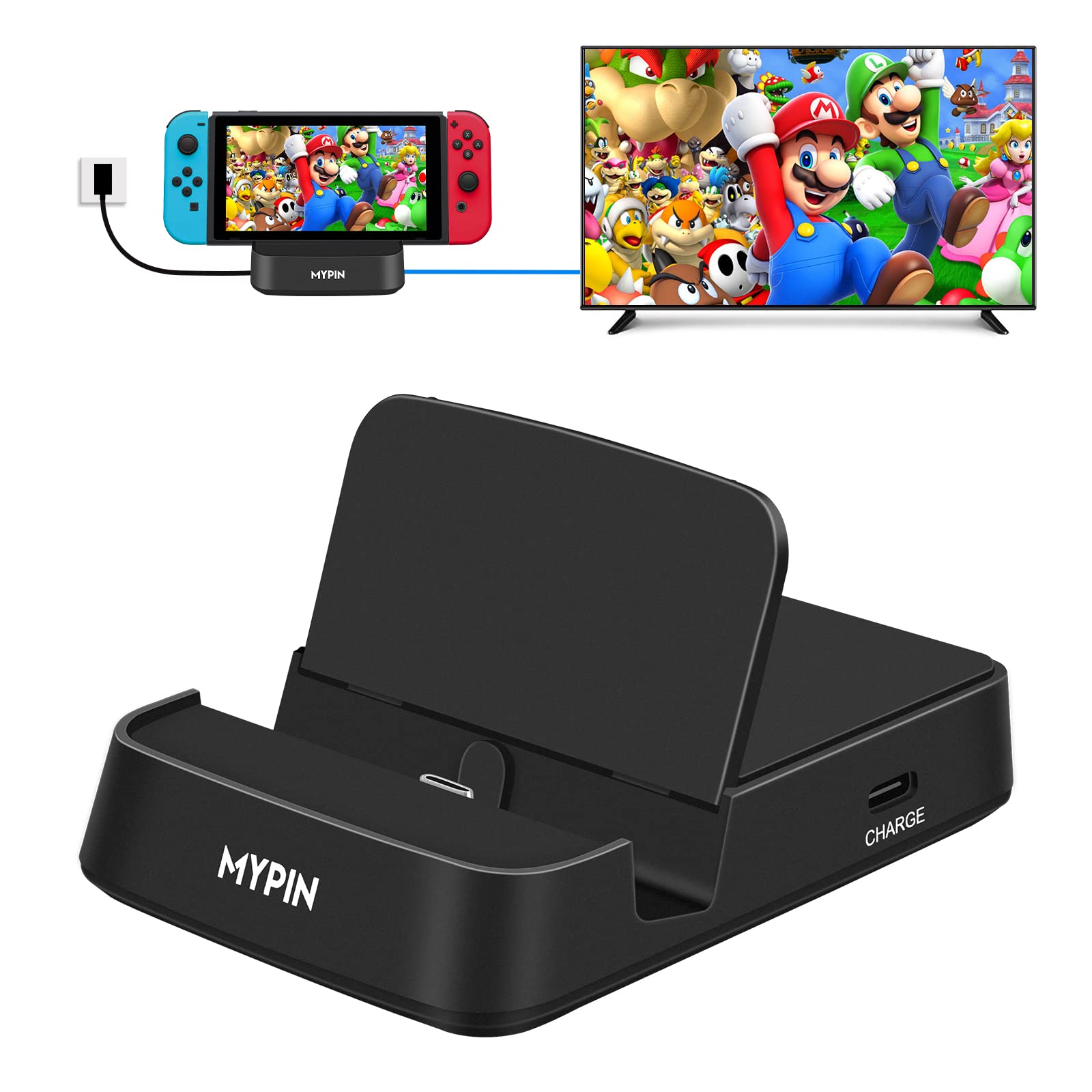 MYPIN Nintendo Switch TV Dock Station - 1080p 60fps HDMI Adapter for Gaming, Video Recording & Live Streaming | Perfect for Home Entertainment & Game Streaming Setup