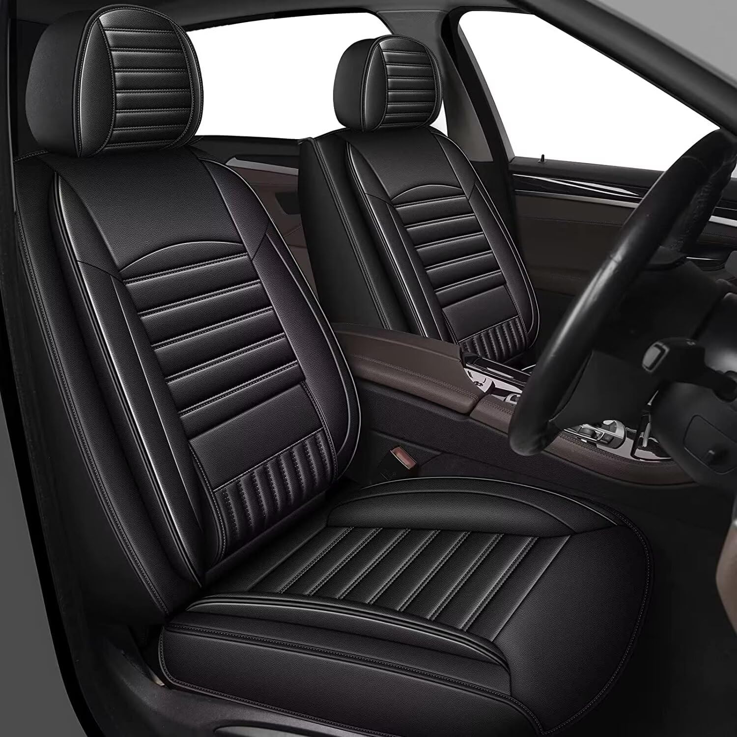 Premium TTX LIGHTING Custom Fit Car Seat Covers for Honda Civic 2003-2015 - Faux Leather with Airbag Compatibility (2 Front Seats, Black) | Perfect for Daily Commuting & Road Trips