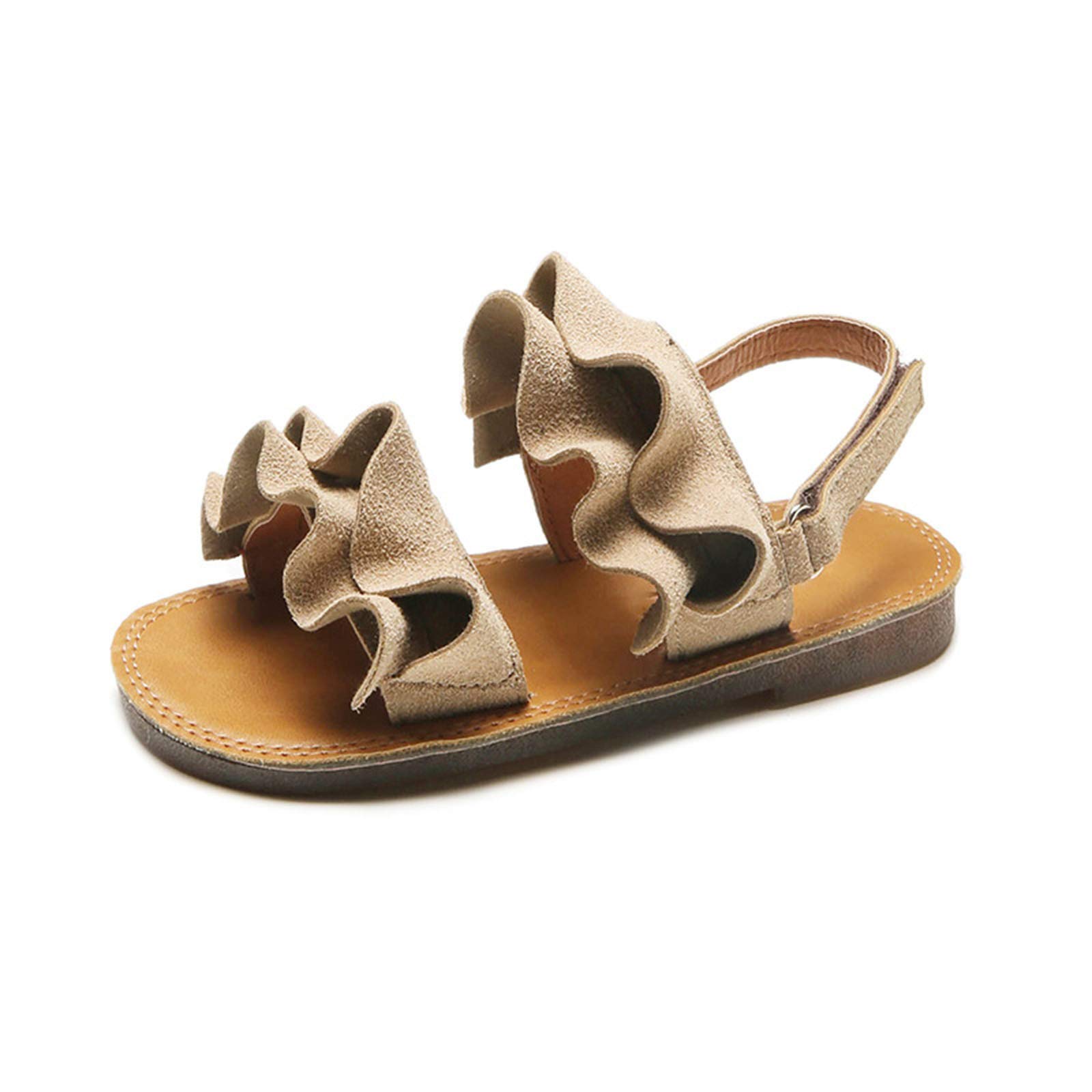 Non-Slip Toddler Girls Rubber Cross Sandals | Cute Ruffle Baby Shoes with Wedge Sole for Beach, Pool & Summer Play | Soft & Comfortable First Walkers