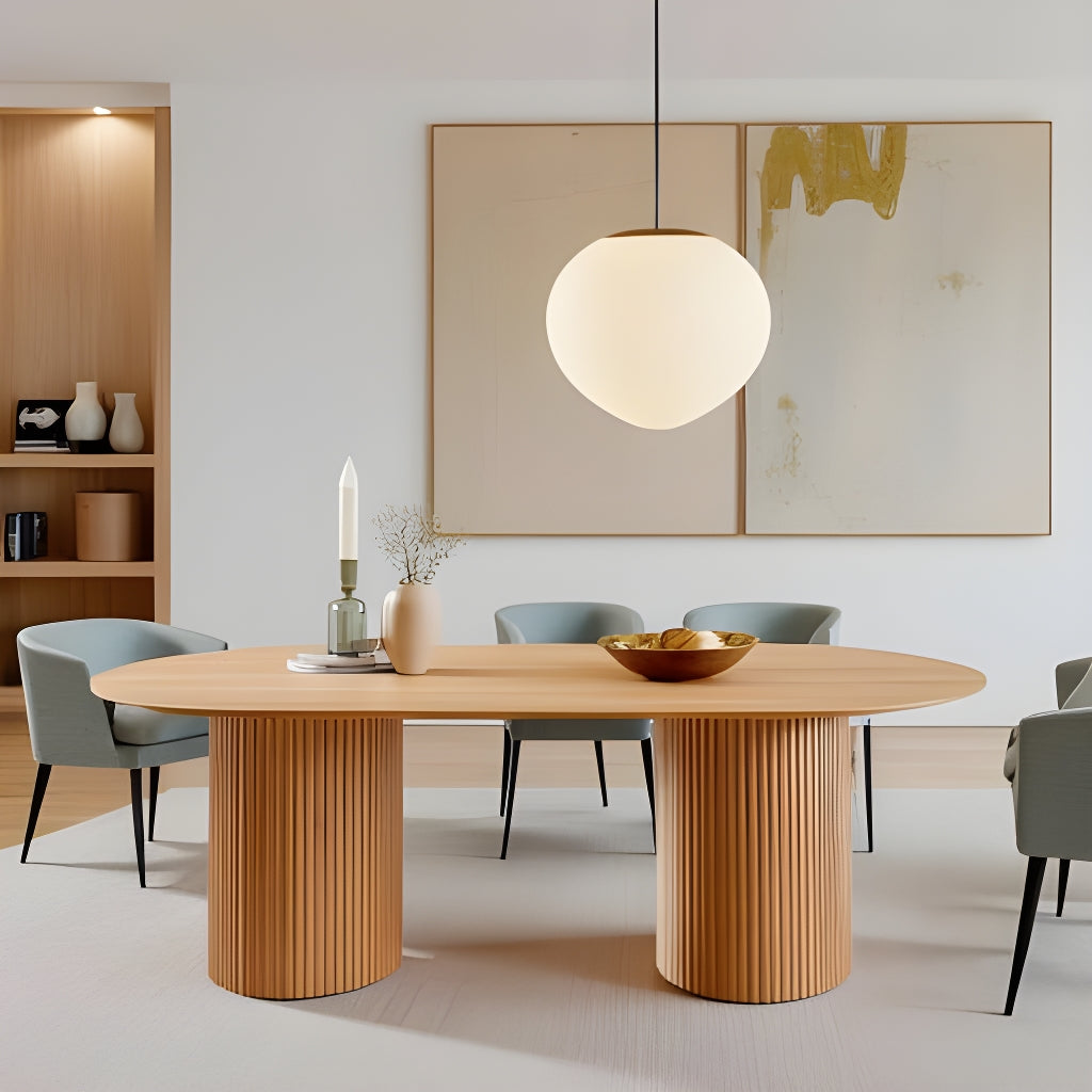 220cm KELYN Solid Wood Dining Table - Natural Finish for Modern Farmhouse & Rustic Home Decor - Perfect for Family Gatherings & Dinner Parties