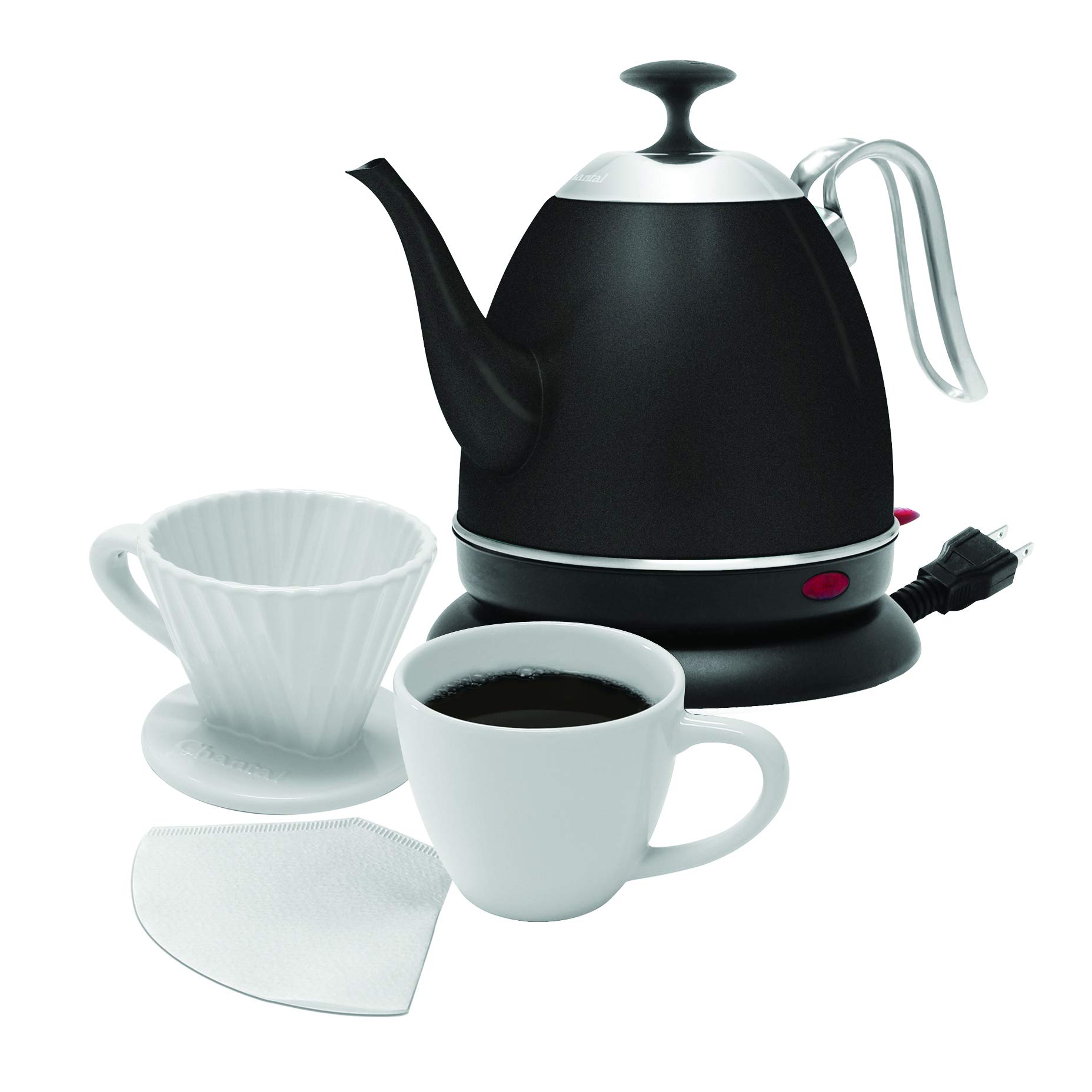Chantal ELSL37-03R KM Ryder Electric Kettle - 32 oz Matte Black Fast Boiling Water Kettle for Coffee, Tea & Cooking - Perfect for Home, Office & Dorm Use