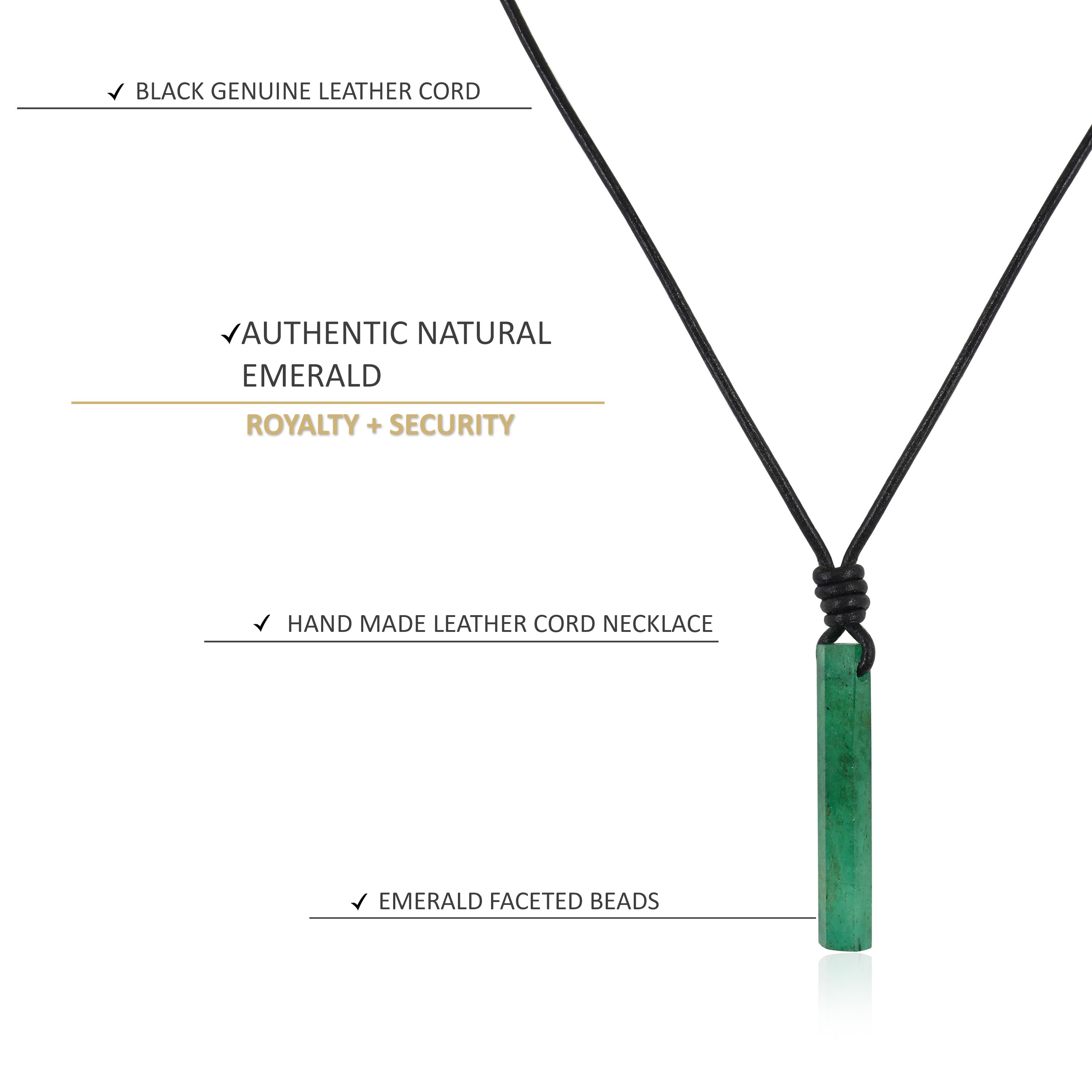 Emerald Green Pencil Pendant Necklace - 16+2 Inch Adjustable Black Leather Cord for Women & Men - Perfect Gift for Teachers, Graduation, Birthday & Everyday Jewelry
