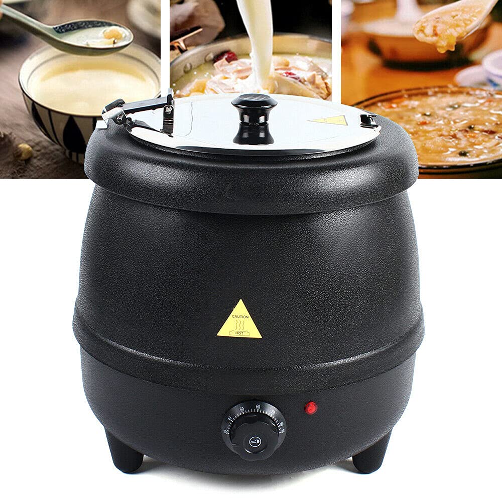 OUKANING 10L Commercial Electric Soup Warmer Kettle - 400W Stainless Steel Pot with PP Shell - 110V Countertop Food Warmer for Restaurants, Cafes & Home Use - Perfect for Buffets, Catering & Large Family Gatherings