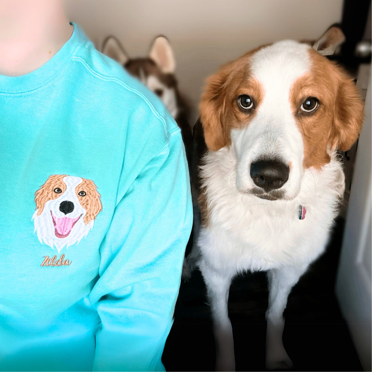 Custom Embroidered Dog Face & Name Sweatshirt for Pet Lovers - Comfort Color® Personalized Dog Owner Apparel | Perfect for Dog Walks, Pet Events & Casual Wear