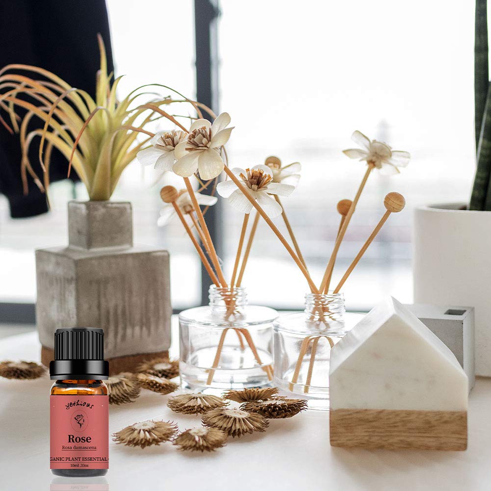 Organic Yethious Rose & Peony Essential Oil Set - 2 x 10ml Pure Flower Extracts for Aromatherapy Diffusers, Skincare, Soap & Candle Making - Perfect Gift for Relaxation & Home Spa