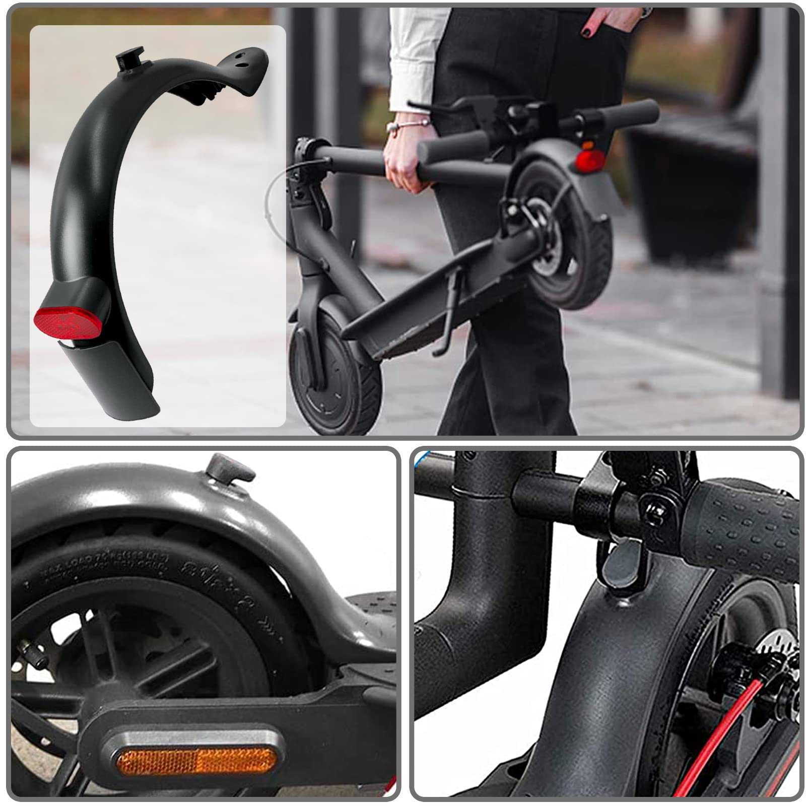Upgraded Rear Fender Mudguard for Xiaomi M365 1S/Pro/Pro 2 Electric Scooters - Replacement Set with License Plate Holder - Durable Splash Protection for Commuting & Urban Riding