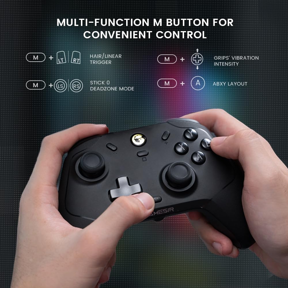 GameSir T4 Cyclone Pro Wireless Gaming Controller for PC/Nintendo Switch/Switch Lite/Switch OLED - Hall Effect Joystick, Dual Vibration, Compatible with Android, iOS & Windows (Black) - Perfect for Cloud Gaming, Mobile Gaming & Console Gaming