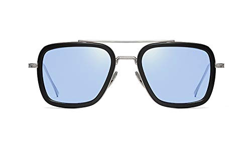 Tony Stark Sunglasses for Men & Women - Vintage Square Metal Frame Iron Man & Spider-Man Style Eyeglasses - Perfect for Cosplay, Halloween, and Superhero Fans