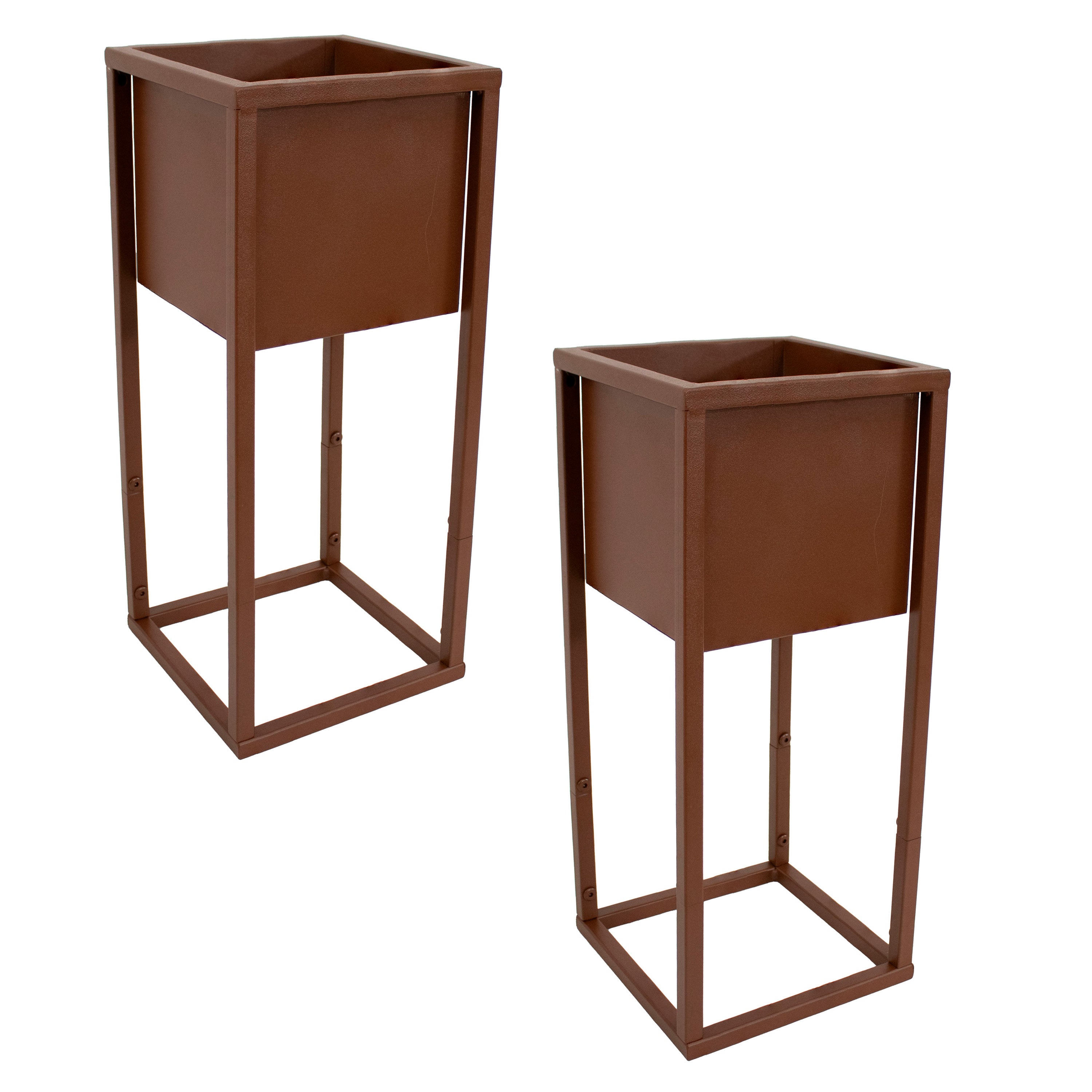 Modern Metal Planter Boxes with Legs - Set of 2, Indoor/Outdoor Garden Planters for Patio, Balcony & Home Decor - Rust-Resistant & Durable Design