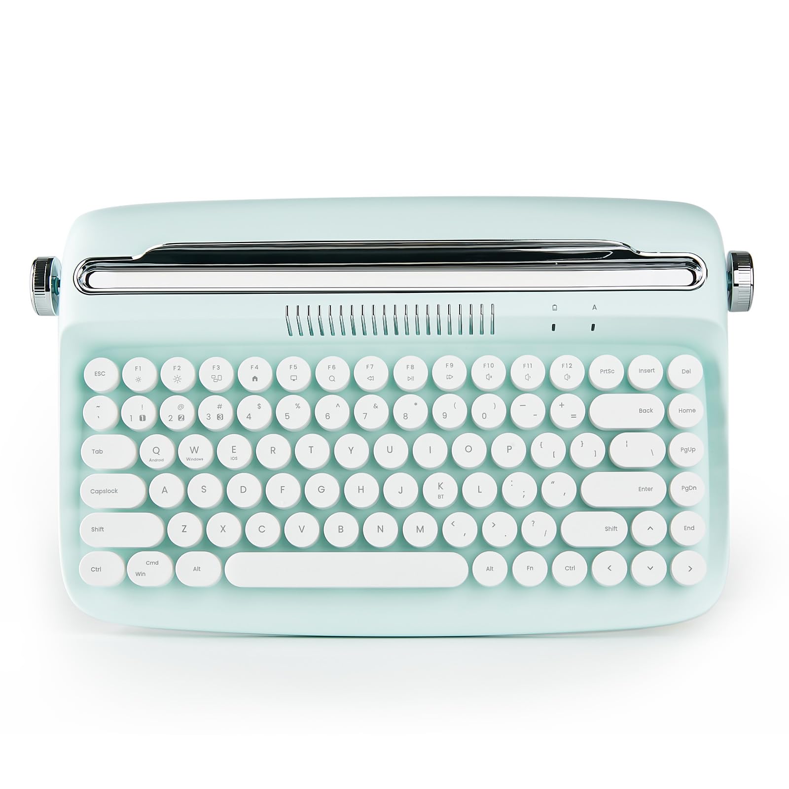YUNZII ACTTO B303 Wireless Bluetooth Typewriter Keyboard - Retro Aesthetic Design with Tablet Stand for PC, Mac, Android - Perfect for Writers, Bloggers & Office Work (Sweet Mint)