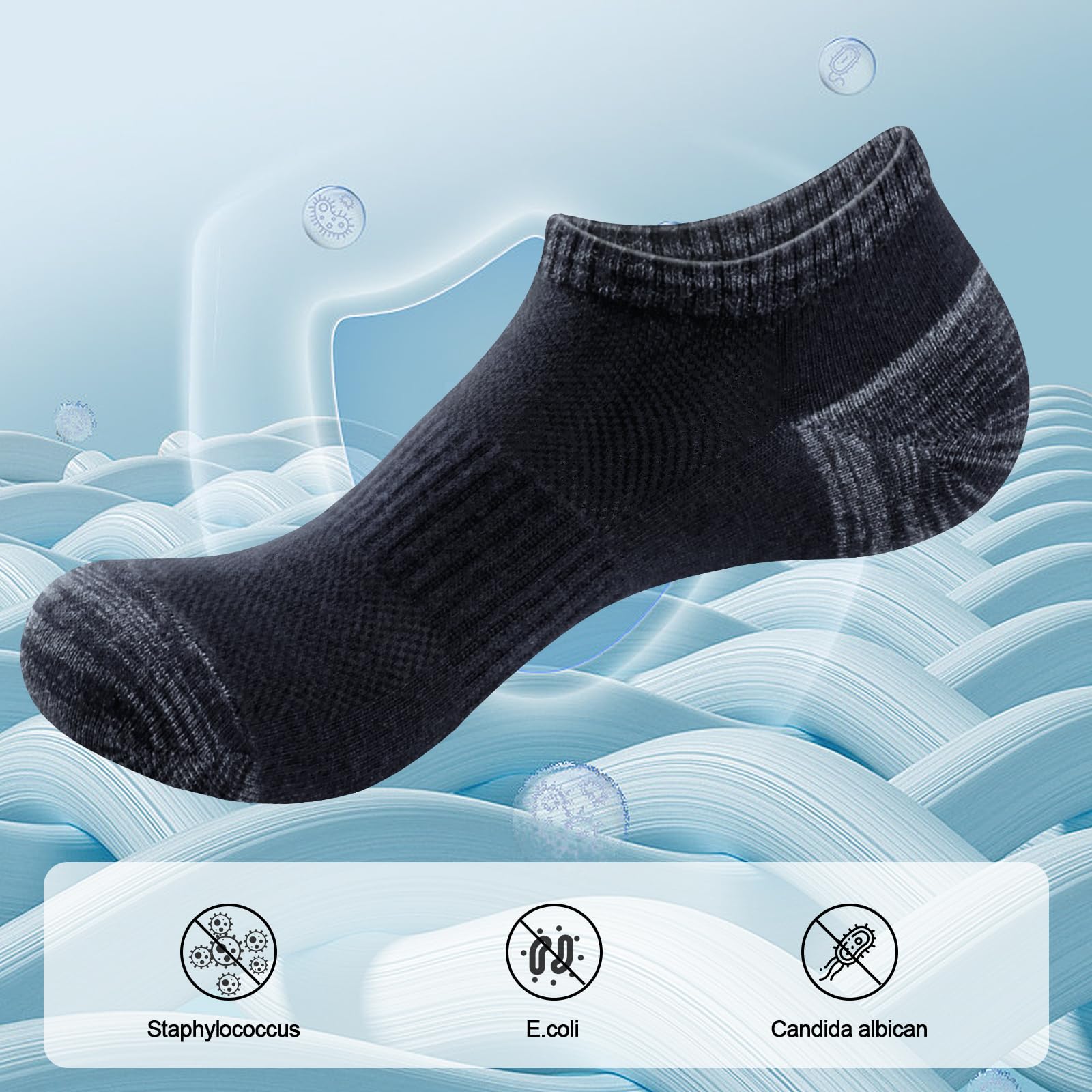 Breathable Anti-Odor Bamboo Ankle Socks for Men - Thin Everyday Casual Work & Athletic Low Cut Socks - Perfect for Running, Gym, Office & Daily Wear