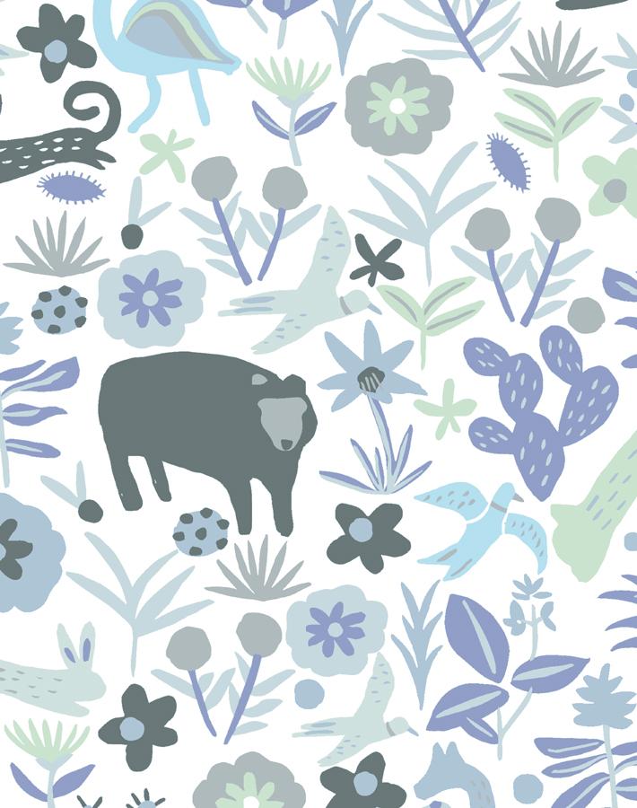 Menagerie Gray Wallpaper by Tea Collection - Premium Peel & Stick Wallpaper for Nursery, Bedroom, and Home Decor