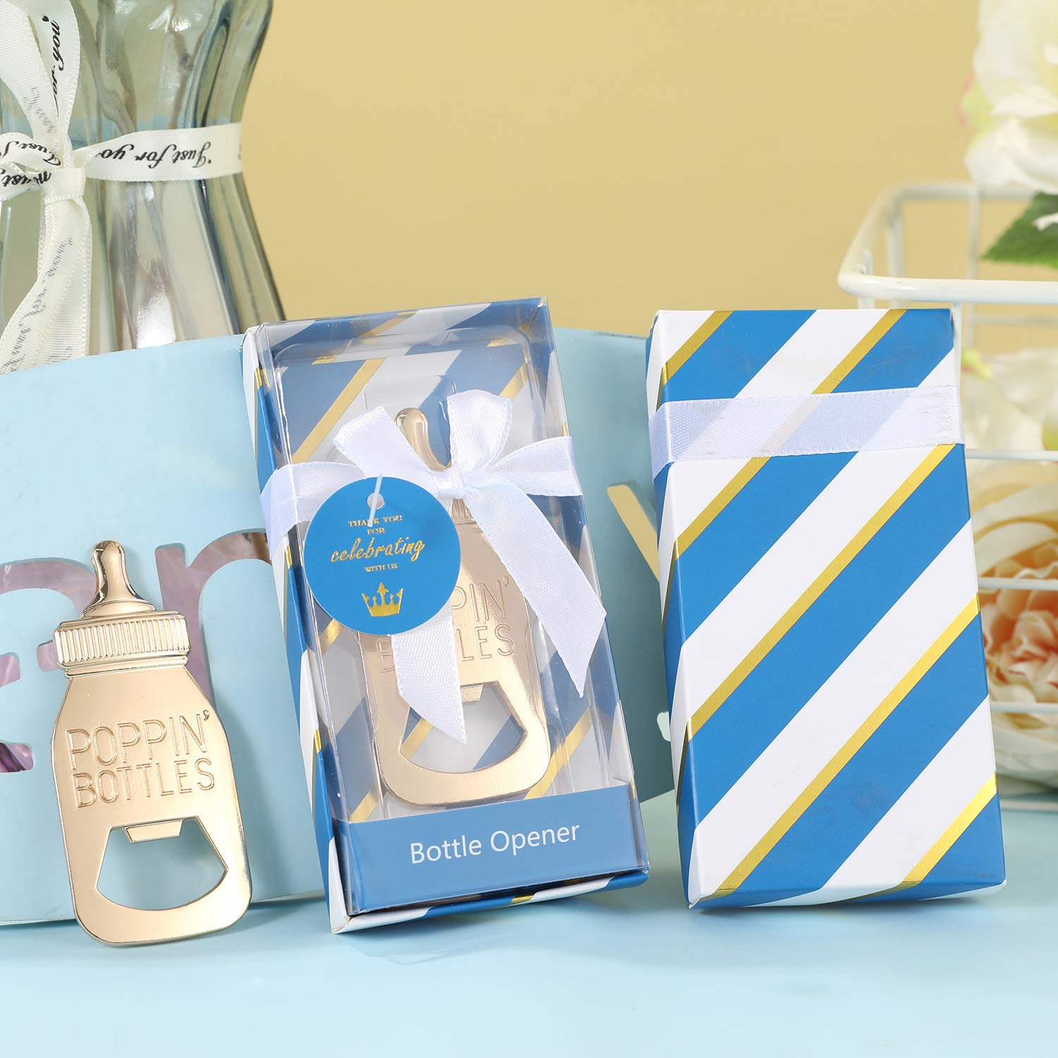 48 Pcs Royal Blue Prince Baby Shower Favors for Boys - Elegant Bottle Openers, Party Souvenirs & Goodie Bag Supplies by PARTYGOGO | Perfect for Baby Shower Decorations, Guest Gifts & Themed Celebrations