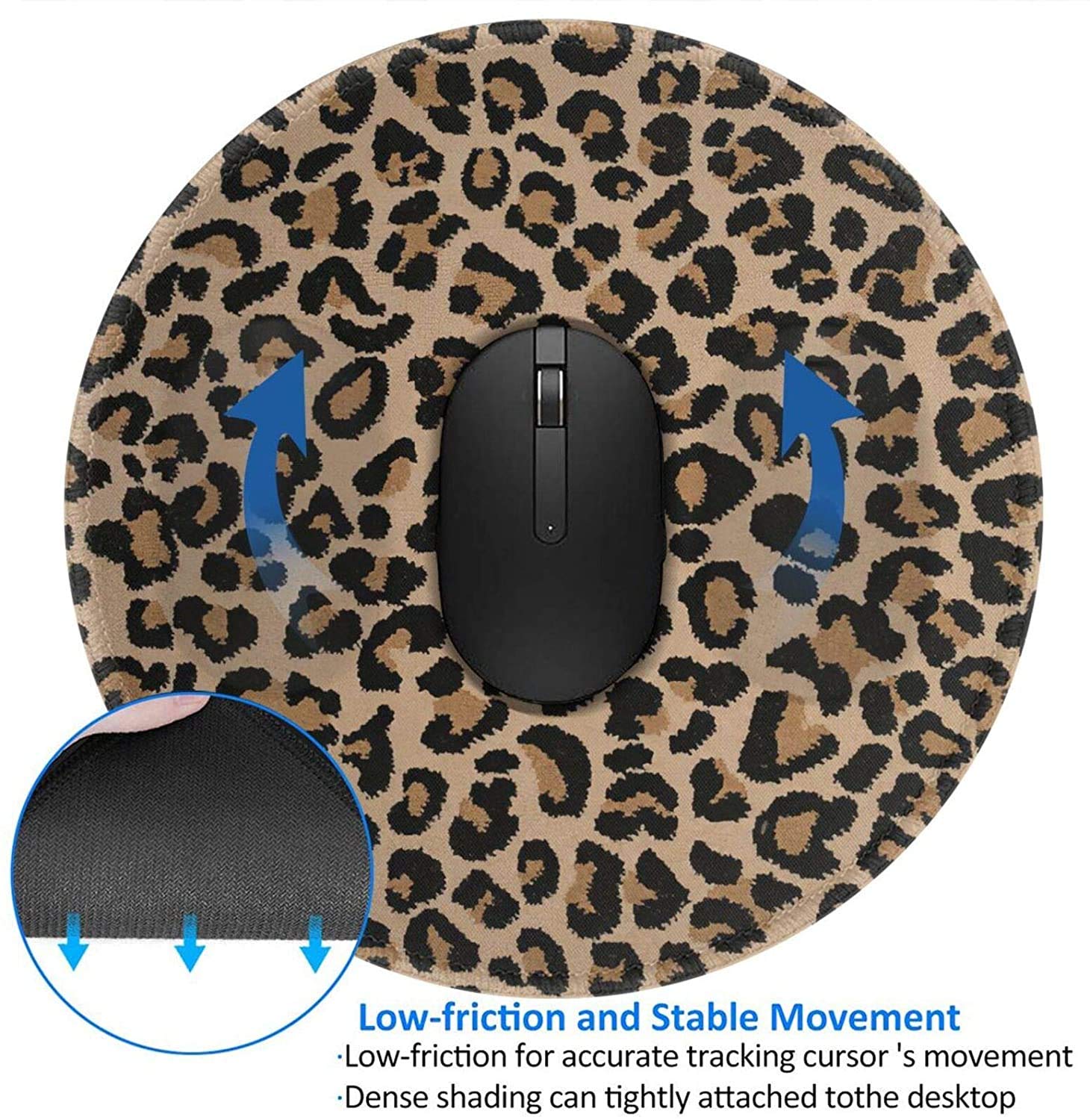Premium Leopard Print Mouse Pad - Non-Slip Rubber Base with Stitched Edge, Cheetah Pattern Gaming & Office Mouse Mat (7.9