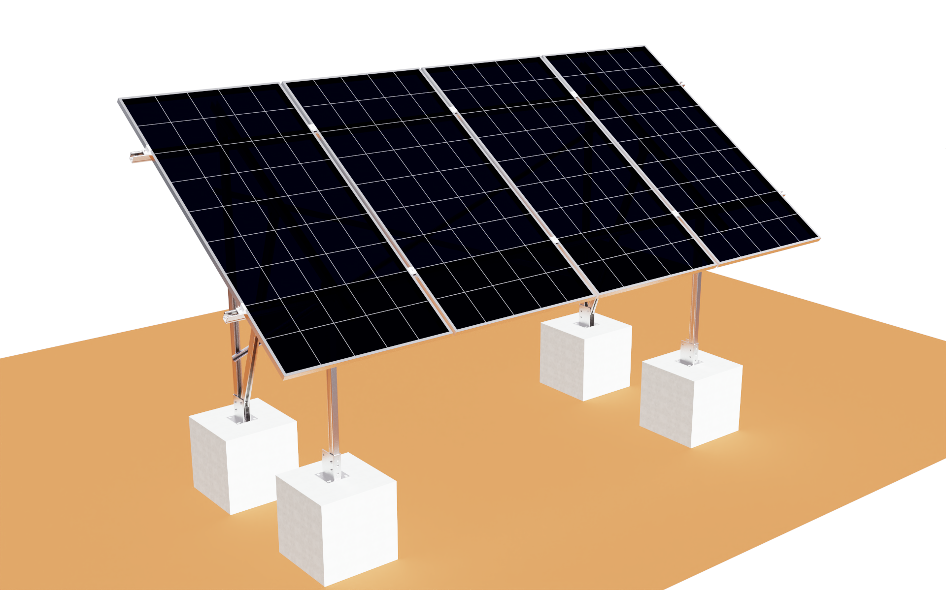 Elios Terra G4 Solar Panel Ground Mount System - Heavy Duty Racking for 4 Panels | Durable Outdoor Solar Array Installation Kit for Residential & Commercial Use | Perfect for Backyards, Farms & Off-Grid Applications