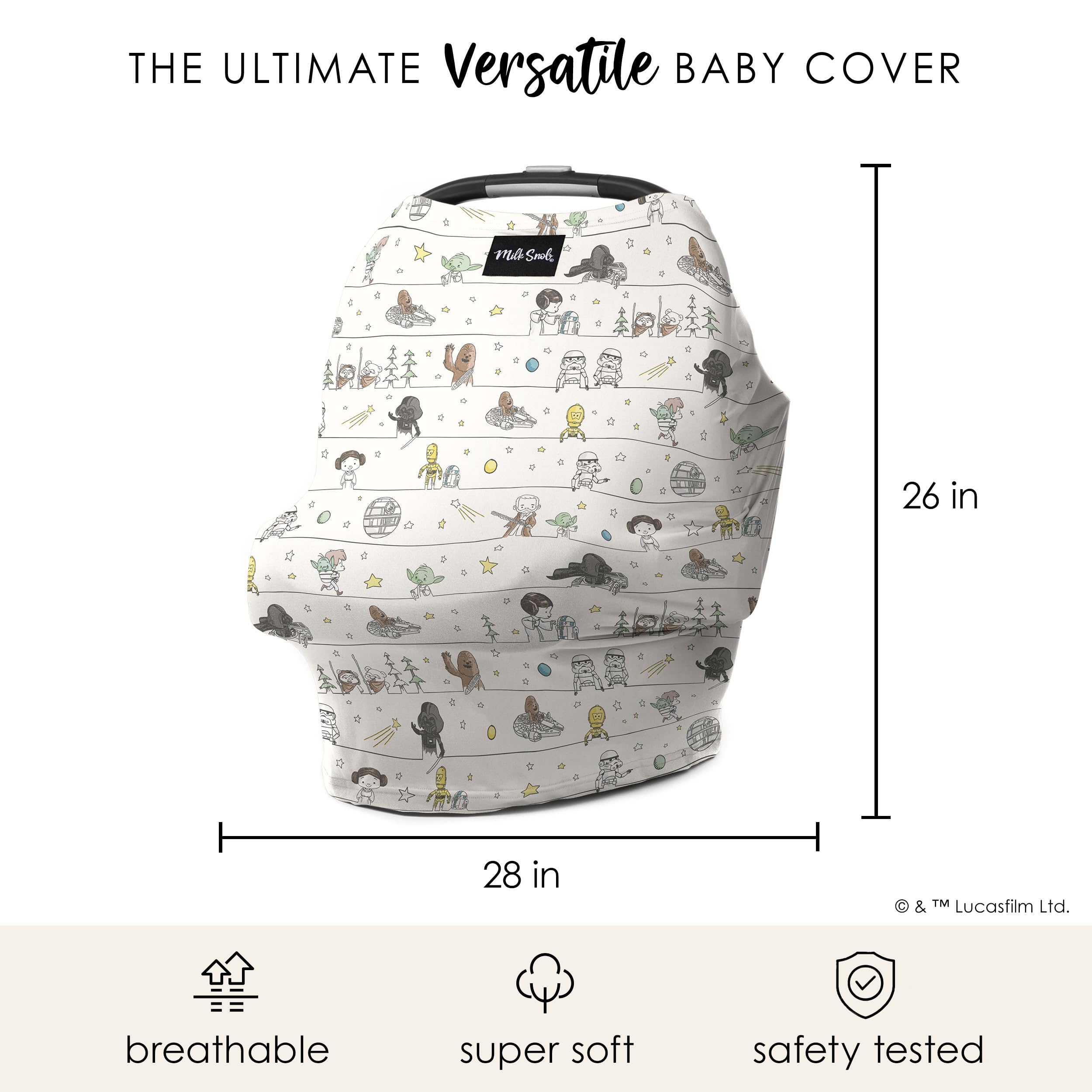 Star Wars Themed 5-in-1 Baby Cover - Nursing Cover, Car Seat Canopy, Stroller Cover, High Chair Cover & Shopping Cart Cover | Premium Breathable Fabric for Newborns & Infants | Perfect for Breastfeeding Privacy, Outings & Travel Accessories