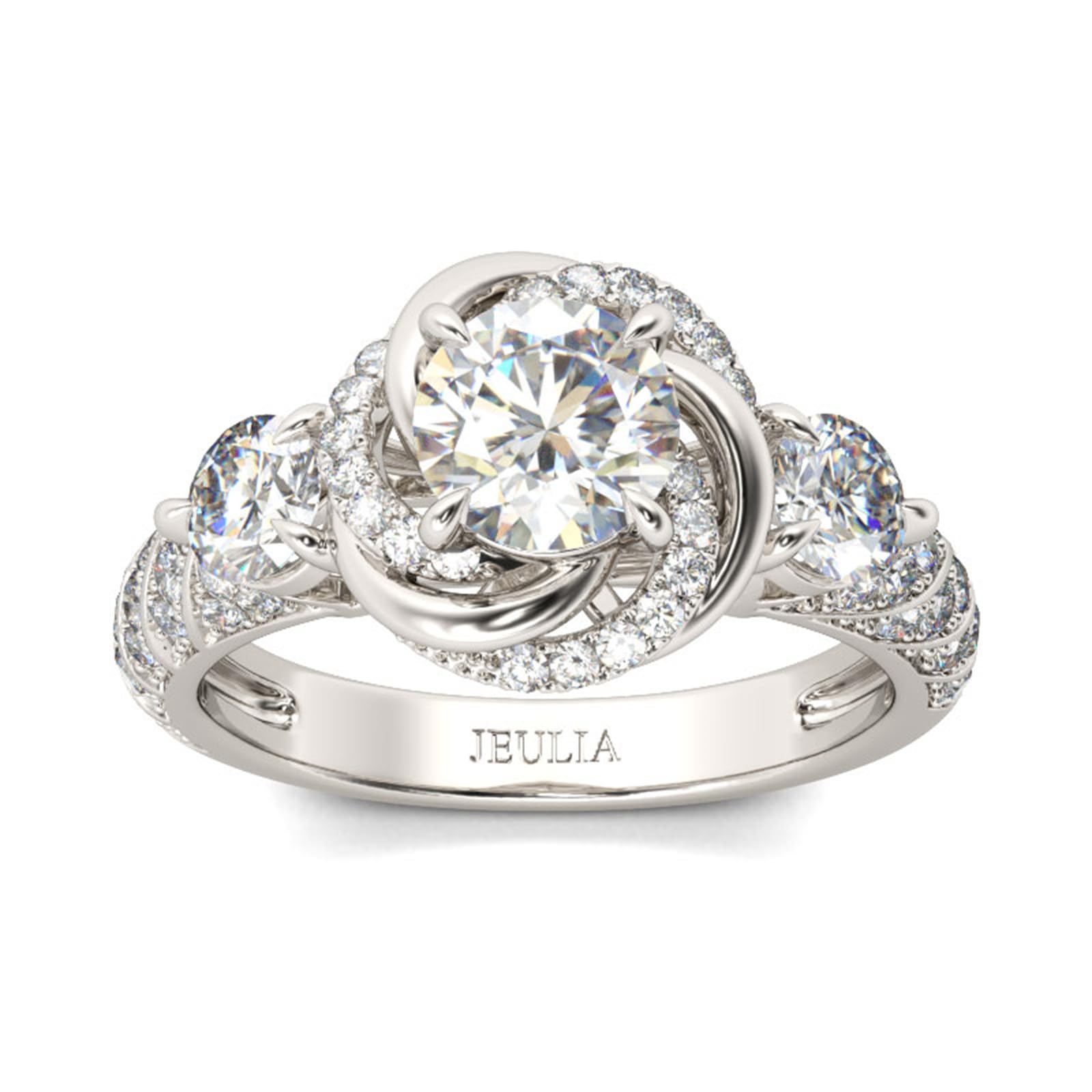 Jeulia Sterling Silver Princess Cut Cubic Zirconia Wedding Ring Set for Women - Floral Halo Eternity Band, Engagement & Anniversary Promise Ring (Size 8.0 US) - Perfect for Bridal Jewelry, Wedding Proposals, Vow Renewals & Romantic Gifts