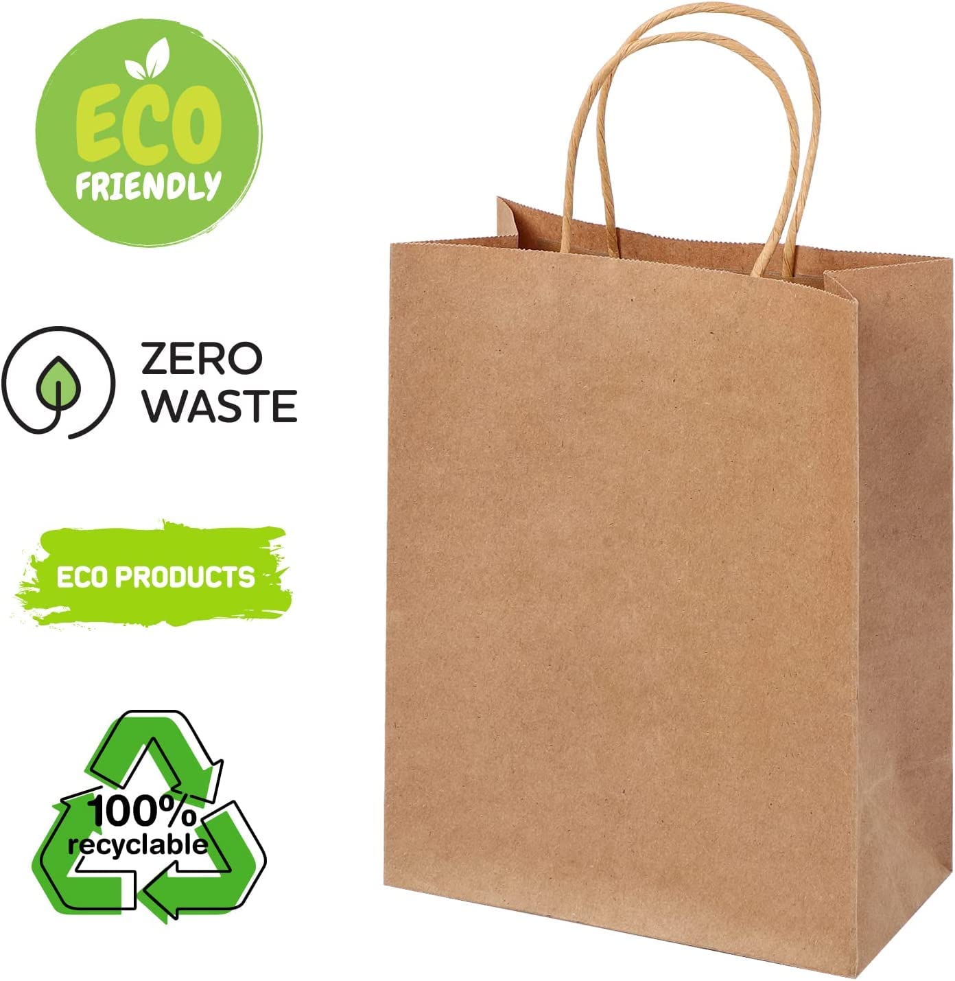Eco-Friendly Recycled Kraft Paper Bags 9x12x4 Inches (15 Pack) - Brown Disposable Shopping Bags for Retail, Gifts & Crafts | Sustainable & Biodegradable | Perfect for Groceries, Parties & Eco-Conscious Shopping