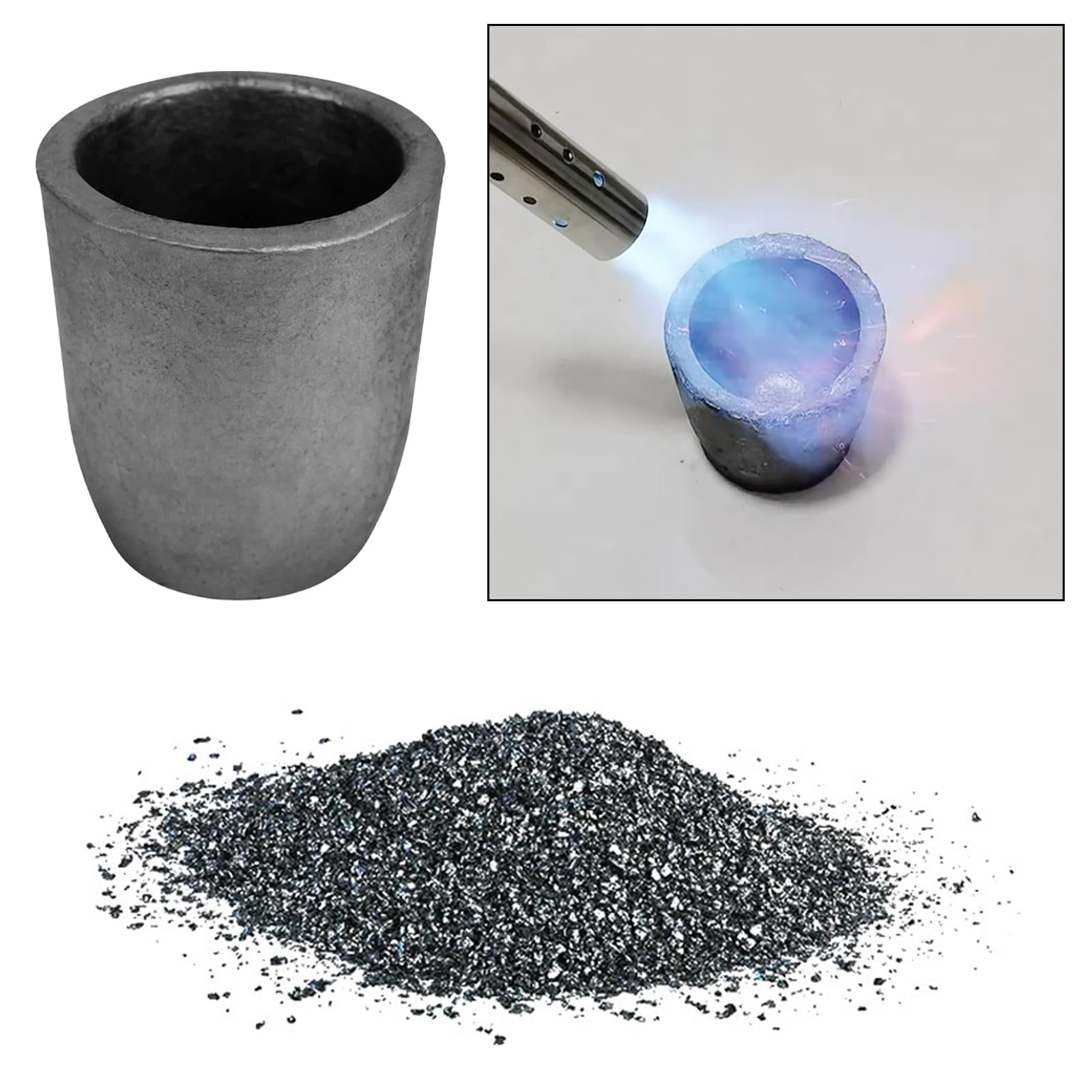 High-Quality Clay Graphite Crucible & Silicon Carbide Crucible for Melting Gold, Silver, Copper, Brass, Aluminum - 2KG Capacity (#2) - Perfect for Metal Casting, Jewelry Making & DIY Metal Refining