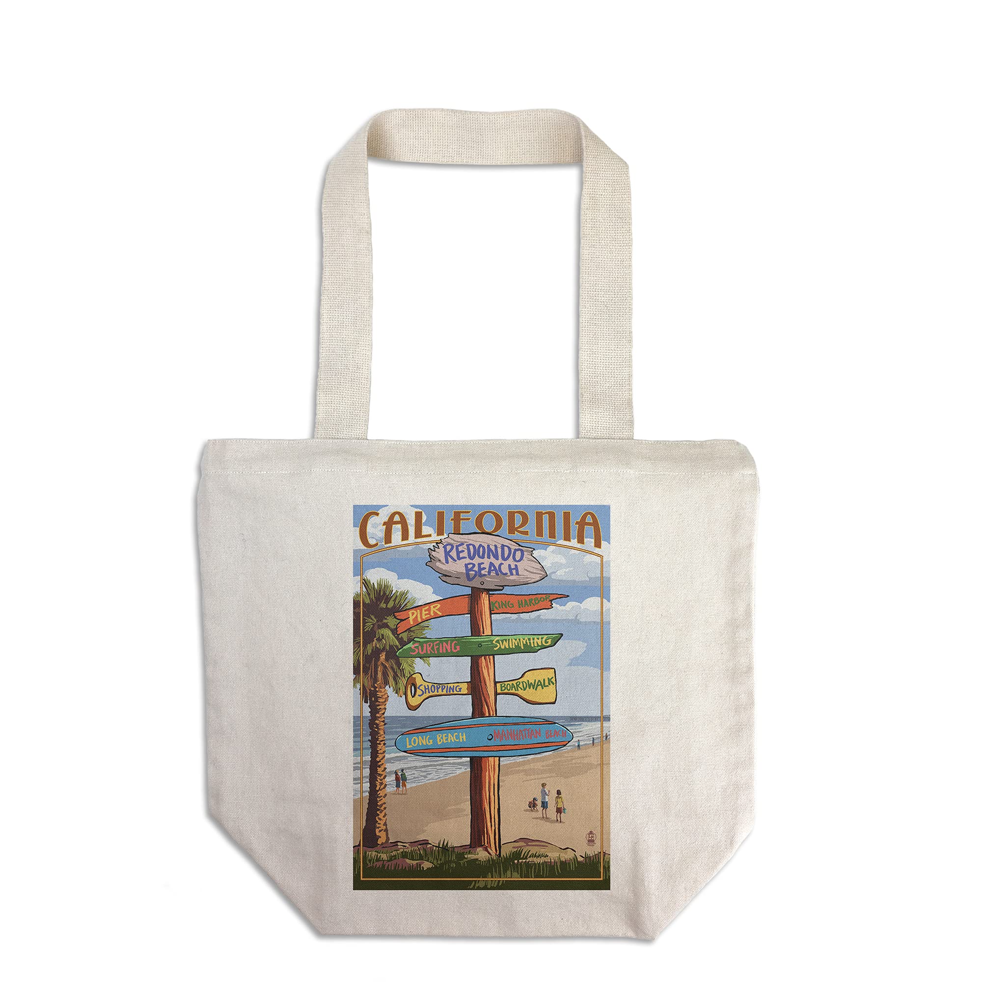 Lantern Press Redondo Beach California Tote Bag - 100% Cotton Canvas Reusable Shopping Bag for Beach Trips, Groceries & Daily Use