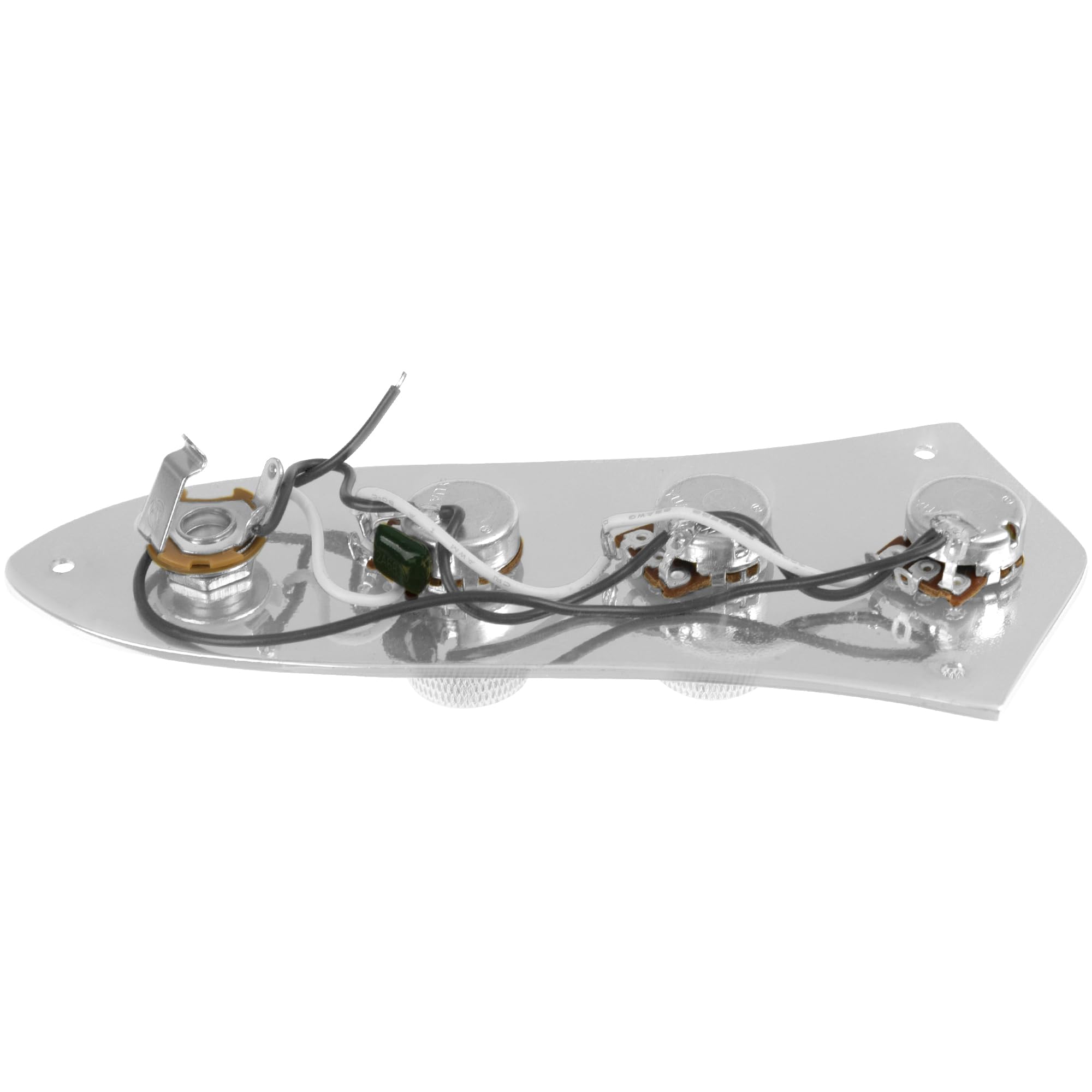 3 Bands Loaded Control Plate Pre-Wired with Preamp Knobs Pots for Fender Squier Jazz Bass (Chrome) - Perfect for Bass Guitar Upgrades & DIY Repairs