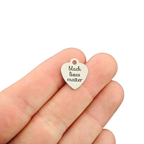 Black Lives Matter Stainless Steel Charms - Small Activist Jewelry - Bulk 10 Pack - Exclusive Social Justice Collection - Perfect for Protest Bracelets, Keychains & DIY Craft Projects
