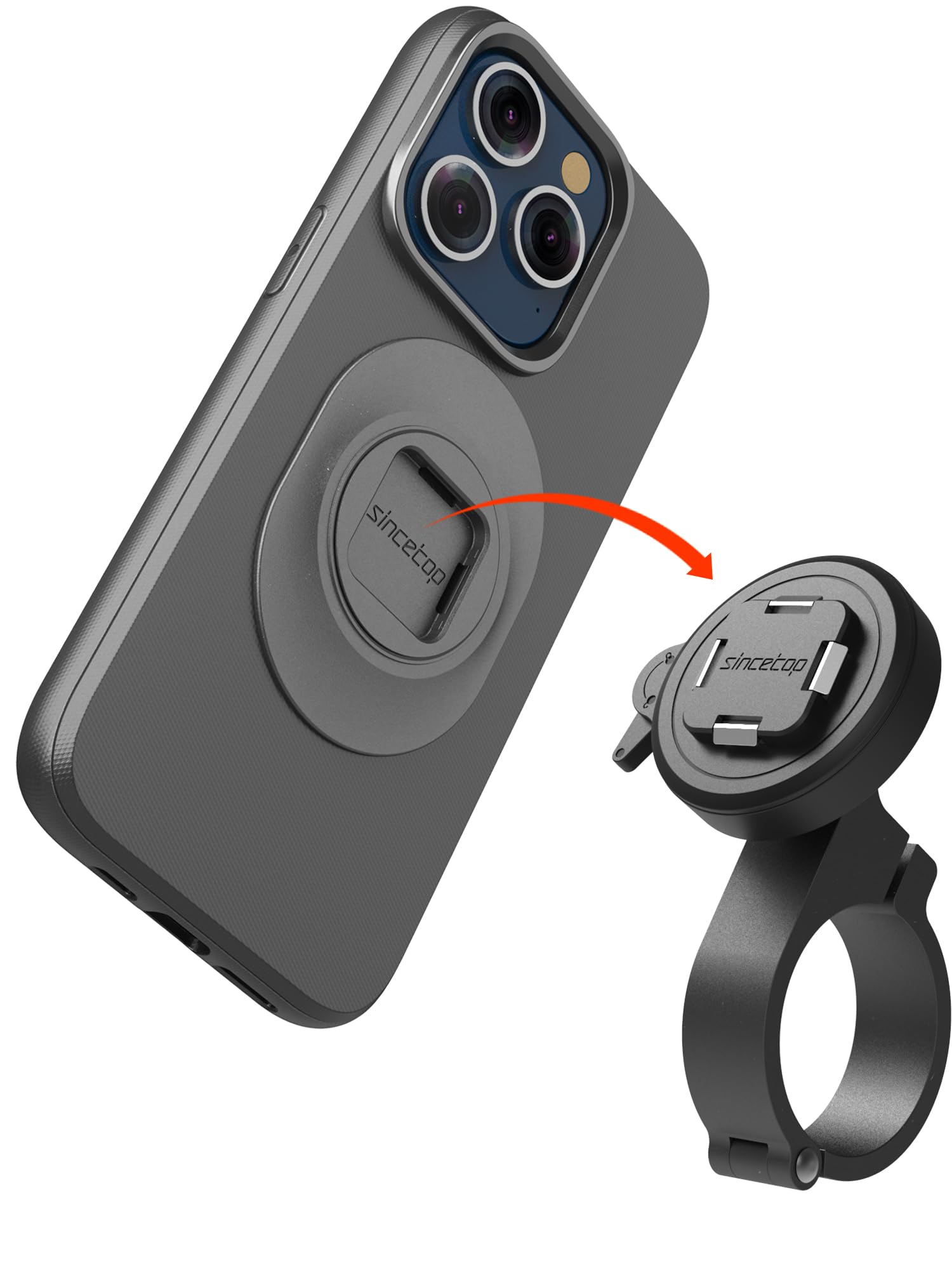 Sincetop Q Series Bike & Motorcycle Phone Mount - Quick Lock Aluminum Handlebar Phone Holder for iPhone, Samsung - Compatible with Mountain, Road, Electric Bikes & Scooters - Perfect for Cycling, Commuting & GPS Navigation