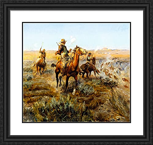 Black Ornate Wood Frame with Double Matting