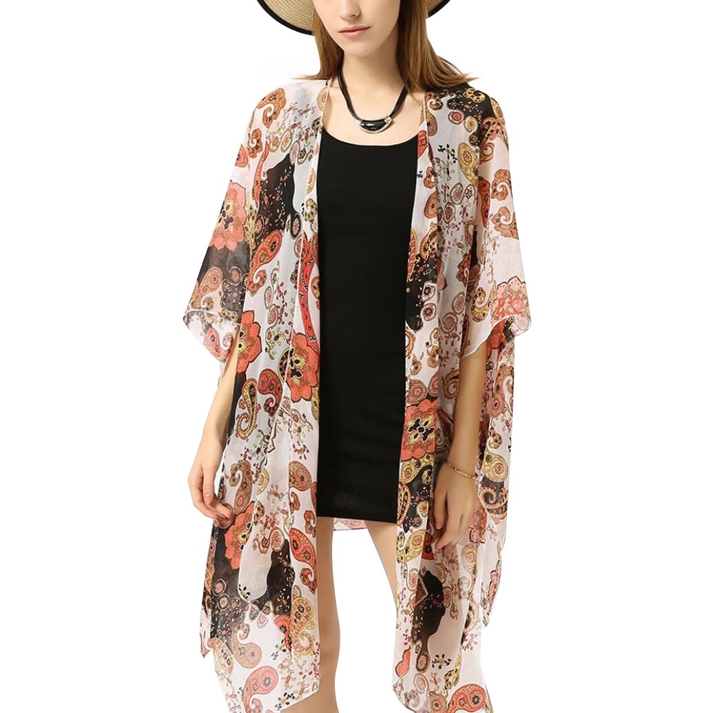 Boho Chiffon Beach Cover Up Dress - Women's Long Smock Cardigan for Swimsuits & Bikinis | Perfect for Poolside, Vacation & Summer Outfits | by ZYooh