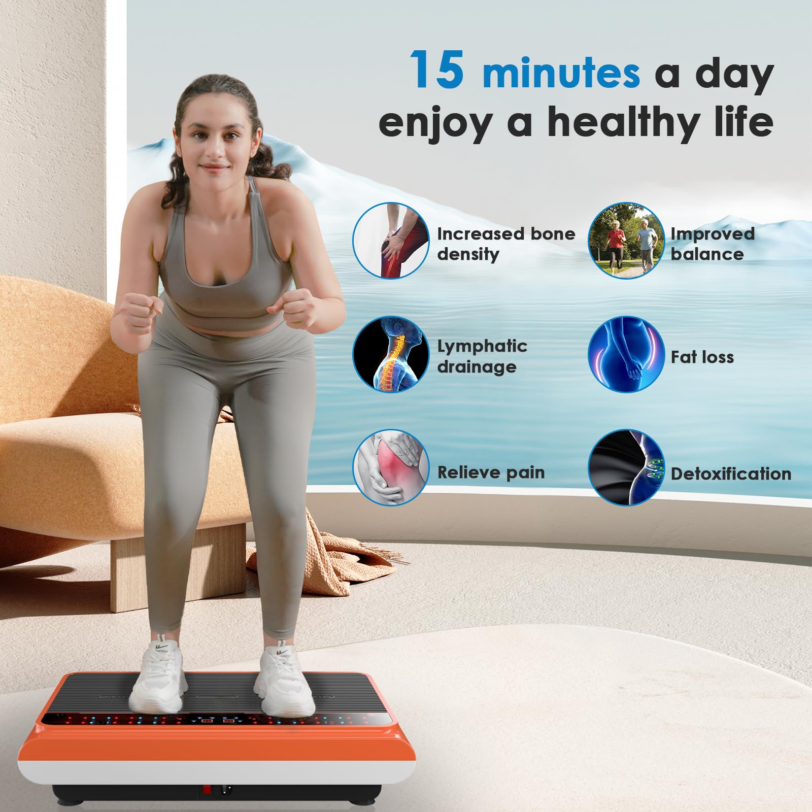 **Whole Body Vibration Plate Exercise Machine with Pilates Bar & Resistance Bands – Home Fitness Equipment for Weight Loss, Toning & Recovery – Perfect for Home Gym, Pilates & Physical Therapy**