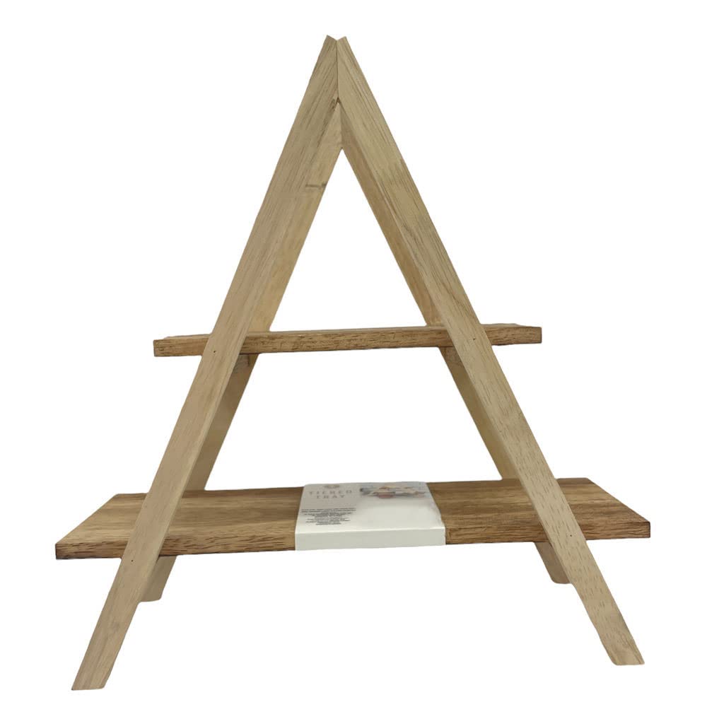 2-Tier A-Frame Wooden Tabletop Kitchen Tray Server - Perfect for Buffet Serving, Breakfast in Bed, and Party Snack Display
