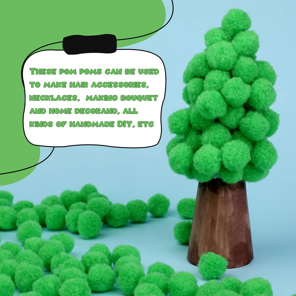 150 Pieces 1 Inch Green Pom Poms for DIY Crafts - Soft Fuzzy Pompom Balls for Easter Decorations, Mother's Day Crafts, Scrapbooking & Kids Art Projects - Perfect for Party Decor, Classroom Activities & Gift Making