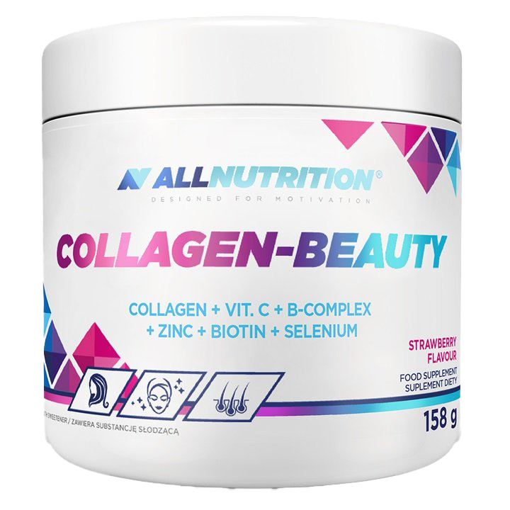 Allnutrition Collagen Beauty Supplement - Strawberry Flavor 158g for Skin, Hair & Nail Health | Anti-Aging & Hydration Support | Perfect for Daily Wellness Routine