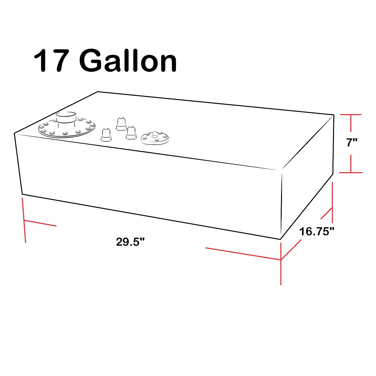 DNA MOTORING 17 Gallon Aluminum Top-Feed Fuel Cell Gas Tank - 29.5