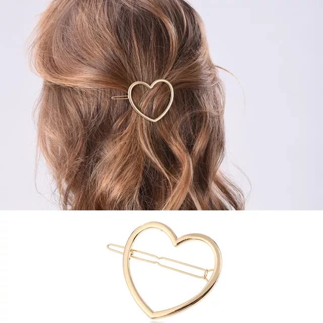 Gold Hollow Heart Geometric Butterfly Hair Clips - 2 Pack Women's Hair Barrettes & Hairgrips for Styling | Elegant Hair Accessories for Parties, Weddings & Everyday Wear