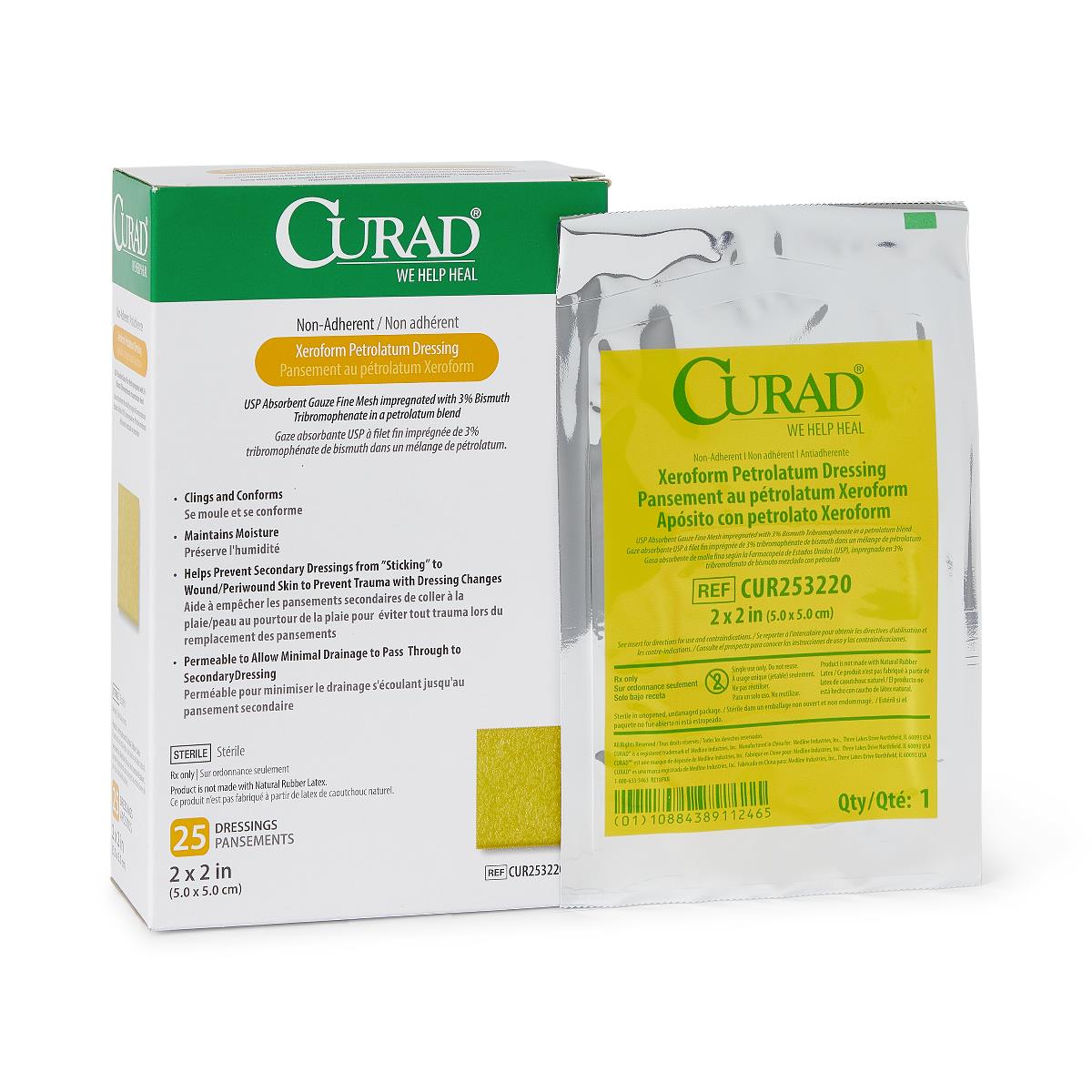Xeroform Petrolatum Gauze Sponges for Wound Care - Sterile Non-Adherent Dressing for Burns, Cuts & Surgical Wounds - First Aid Medical Supplies for Home & Hospital Use