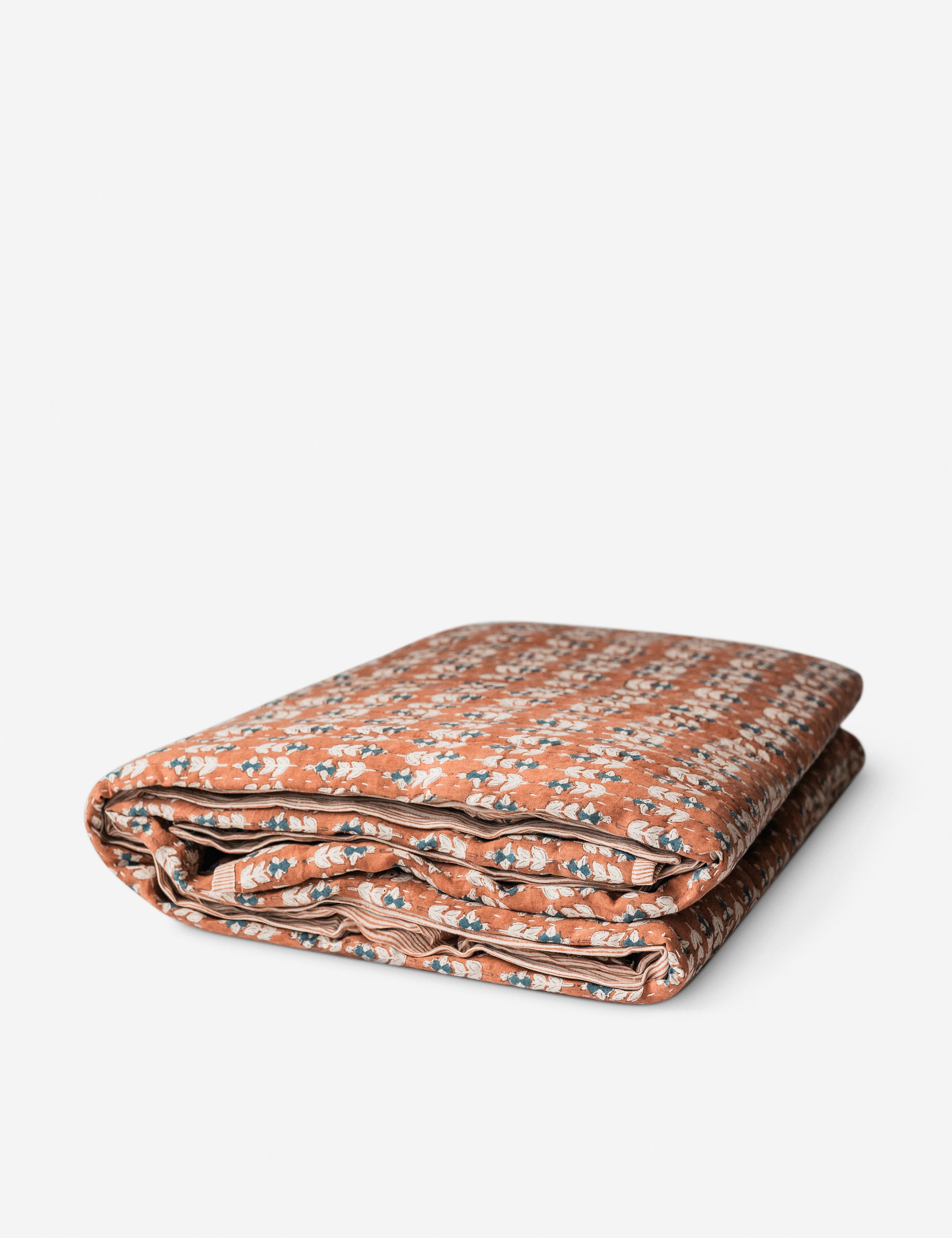 Blossom Block Print Quilt - Handmade Cotton Bedspread with Floral Design | Perfect for Boho Bedroom Decor, Cozy Throw Blanket & Farmhouse Style Home