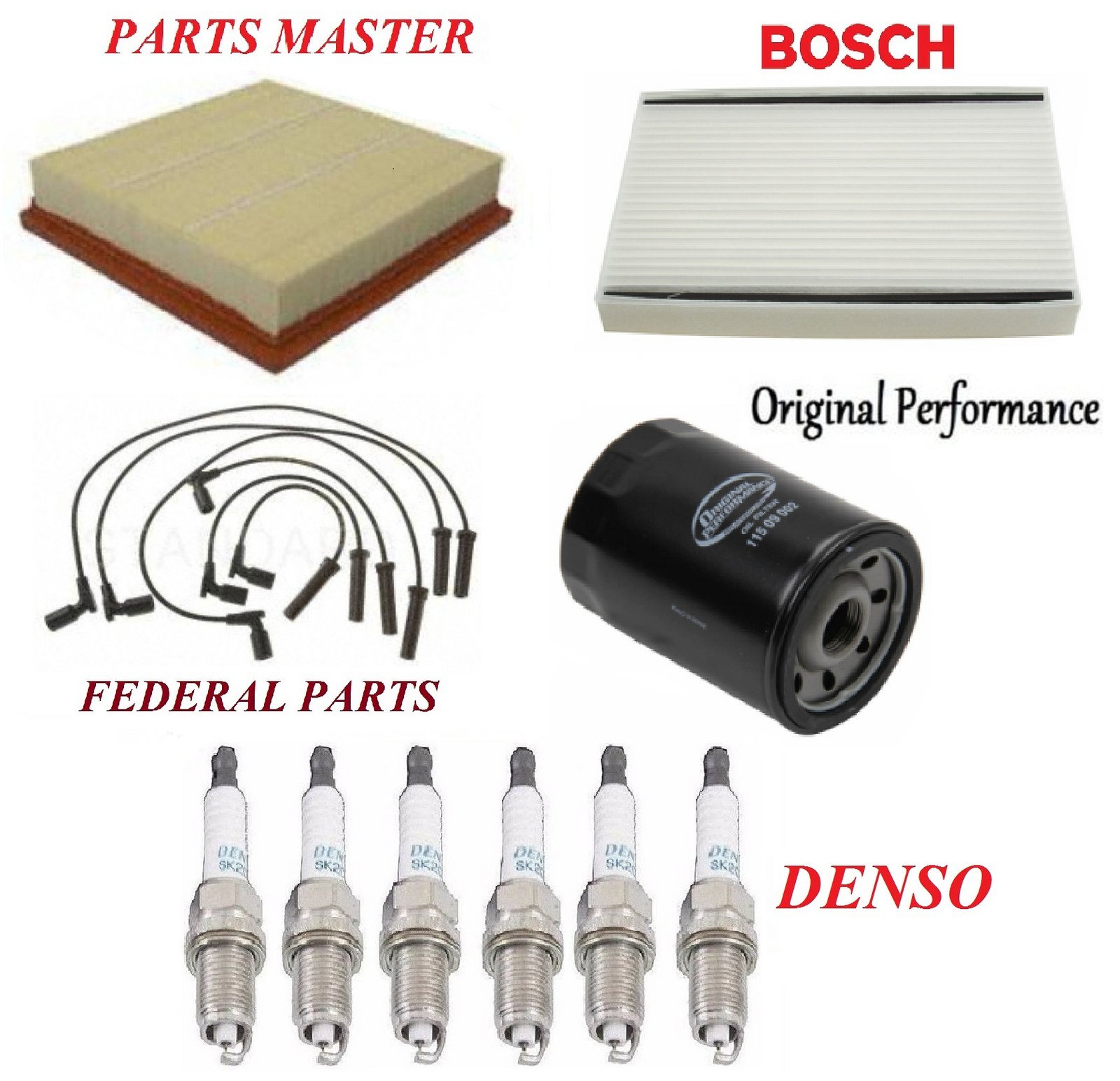 Premium Tune Up Kit for CHEVROLET IMPALA V6 3.5L & 3.9L (2010-2011) - Includes Air Filter, Cabin Filter, Oil Filter & Spark Plugs | Complete Engine Maintenance Kit for Smooth Performance & Fuel Efficiency