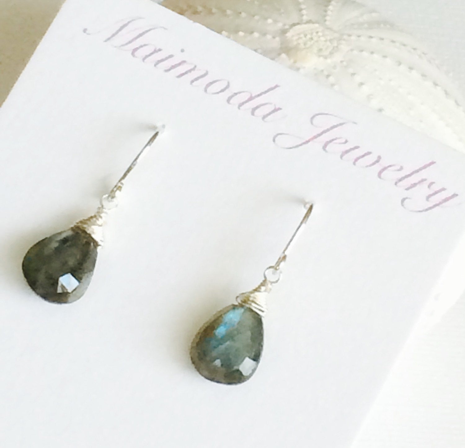 Labradorite Earrings for Women - Nalani Dangle Earrings (E198) | Elegant Boho Jewelry for Parties, Weddings & Everyday Wear