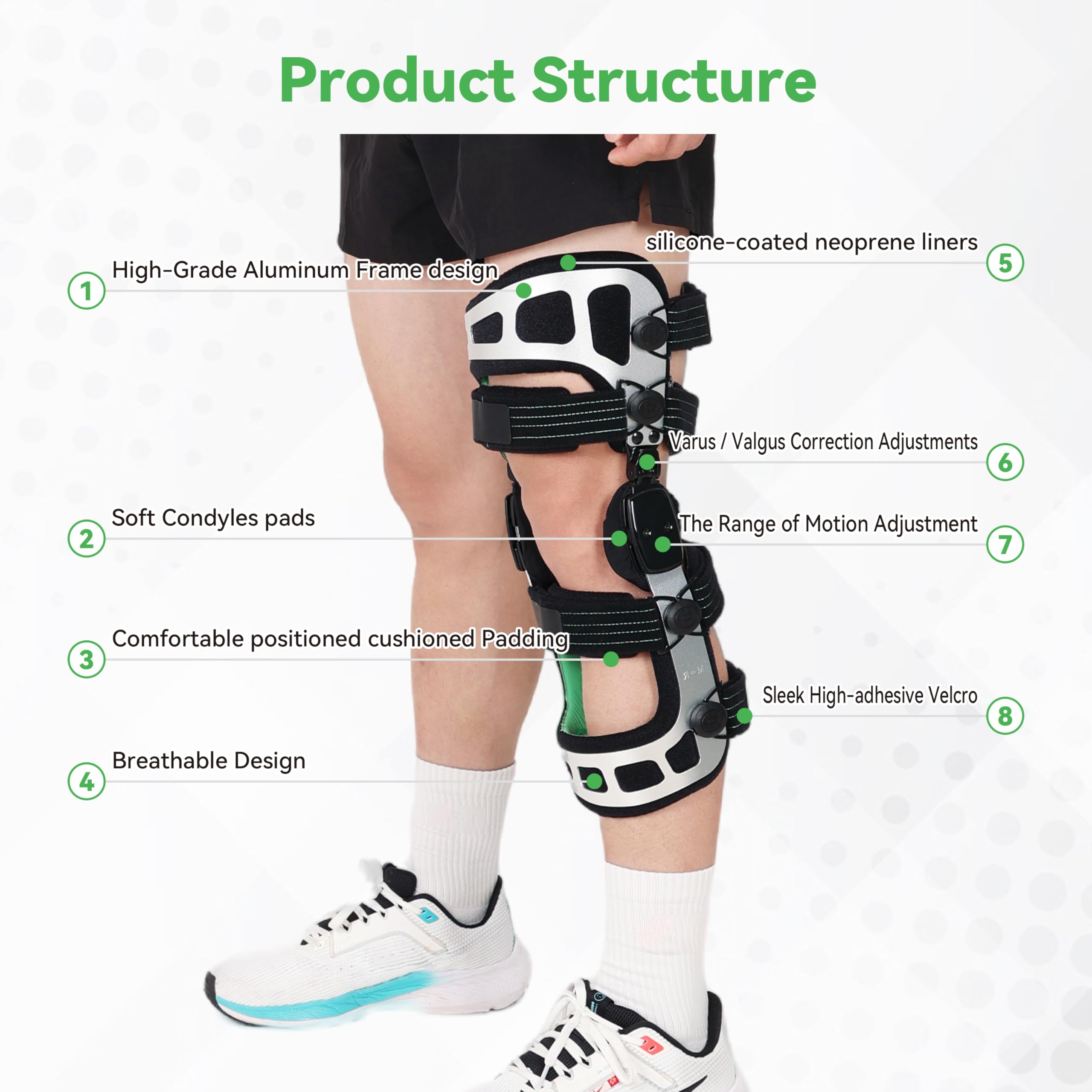 Orthomen OA Knee Brace Booster for Mild to Moderate Knee Osteoarthritis - Unisex Knee Support for Stability, Pain Relief & Injury Recovery (Left/L) - Ideal for Running, Hiking & Daily Activities