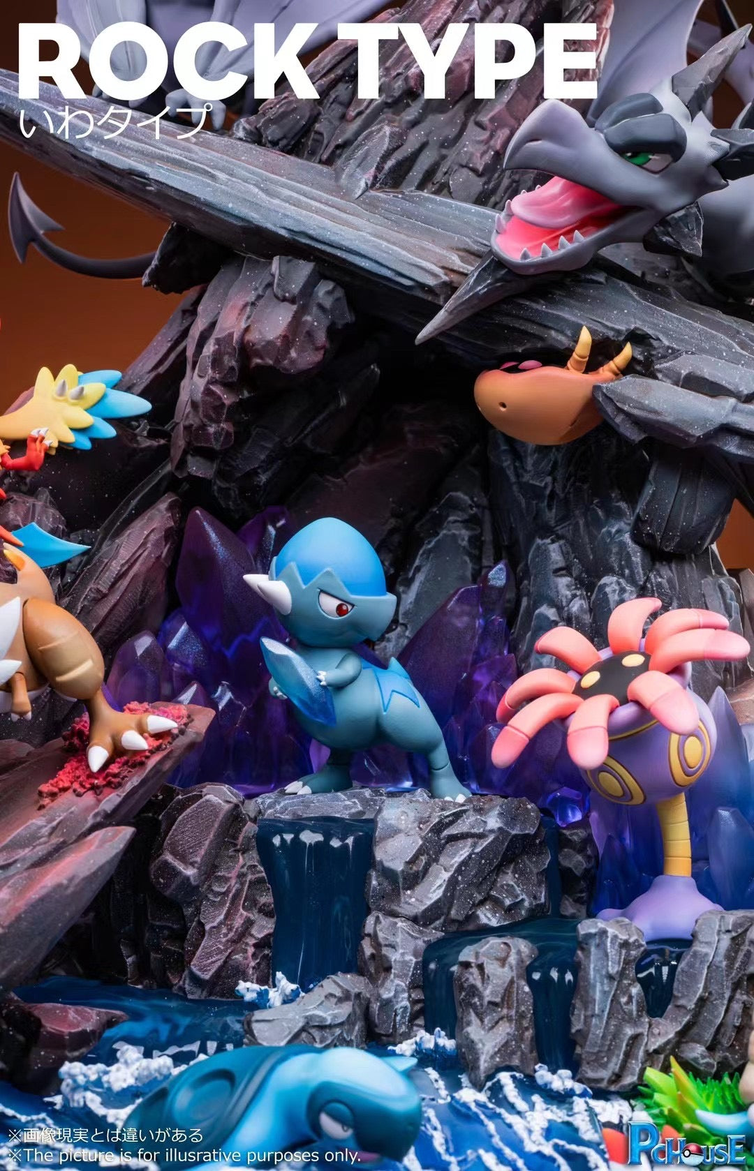 PcHouse Studio Rock Type Pokemon Figures - Collectible Rock Element Pokemon Characters for Display, Gaming & Gifts