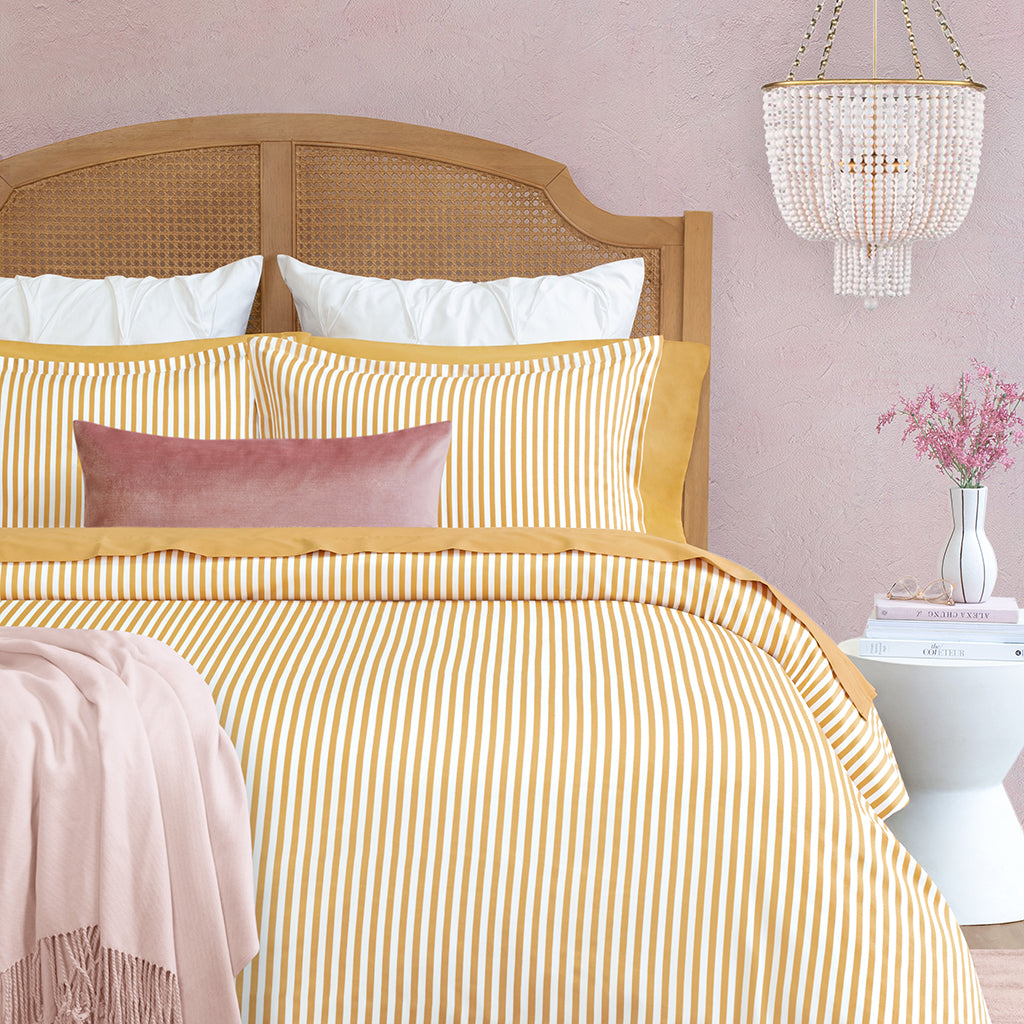 Premium Ochre Larkin Duvet Cover Set - Soft 100% Cotton King/Queen Size Bedding - Perfect for Master Bedroom & Guest Room Decor