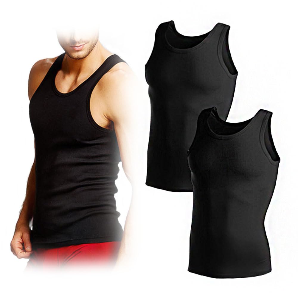 Ekkobeaters Men's Gym Compression Tank Tops - 2 Pack Black Medium - Workout Shirts for Muscle Building & Summer Training | Perfect for Weightlifting, Running & Fitness Activities