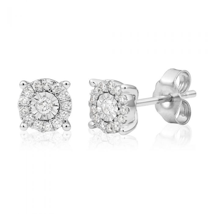9ct White Gold 1/2 Carat Diamond Cluster Stud Earrings for Women - Elegant Wedding, Anniversary & Gift Jewelry - Perfect for Everyday Wear & Special Occasions