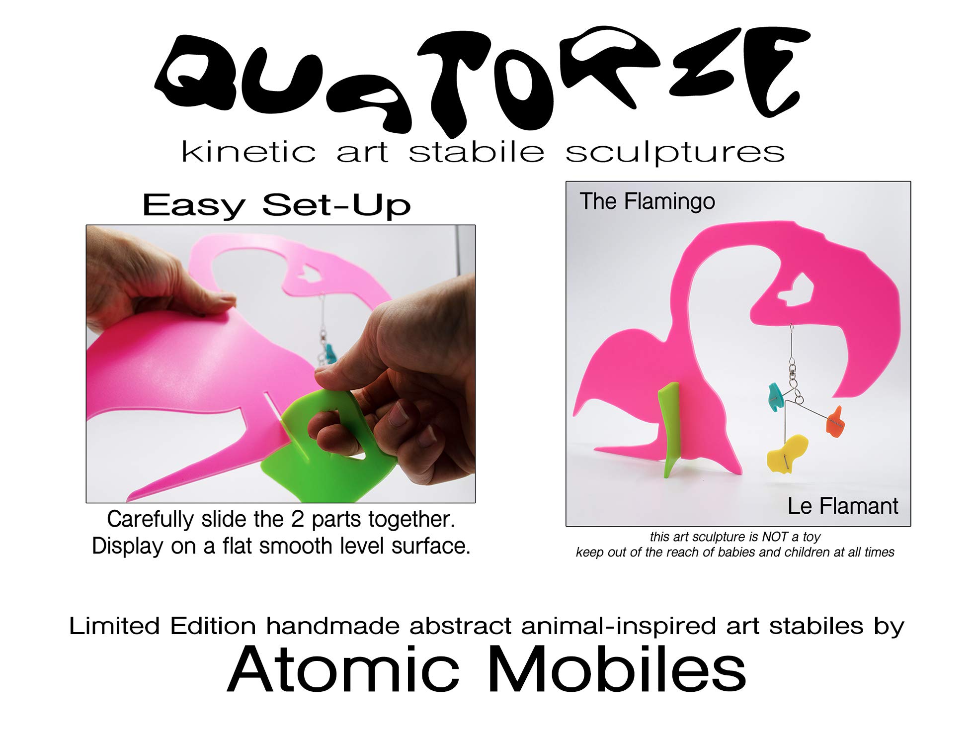 Abstract Modern Art Flamingo Bird Sculpture - Cute Animal Home Decor - Midcentury Modern Stabiles - Unique Gift for Art Lovers - Perfect for Living Room, Office, or Garden Decoration