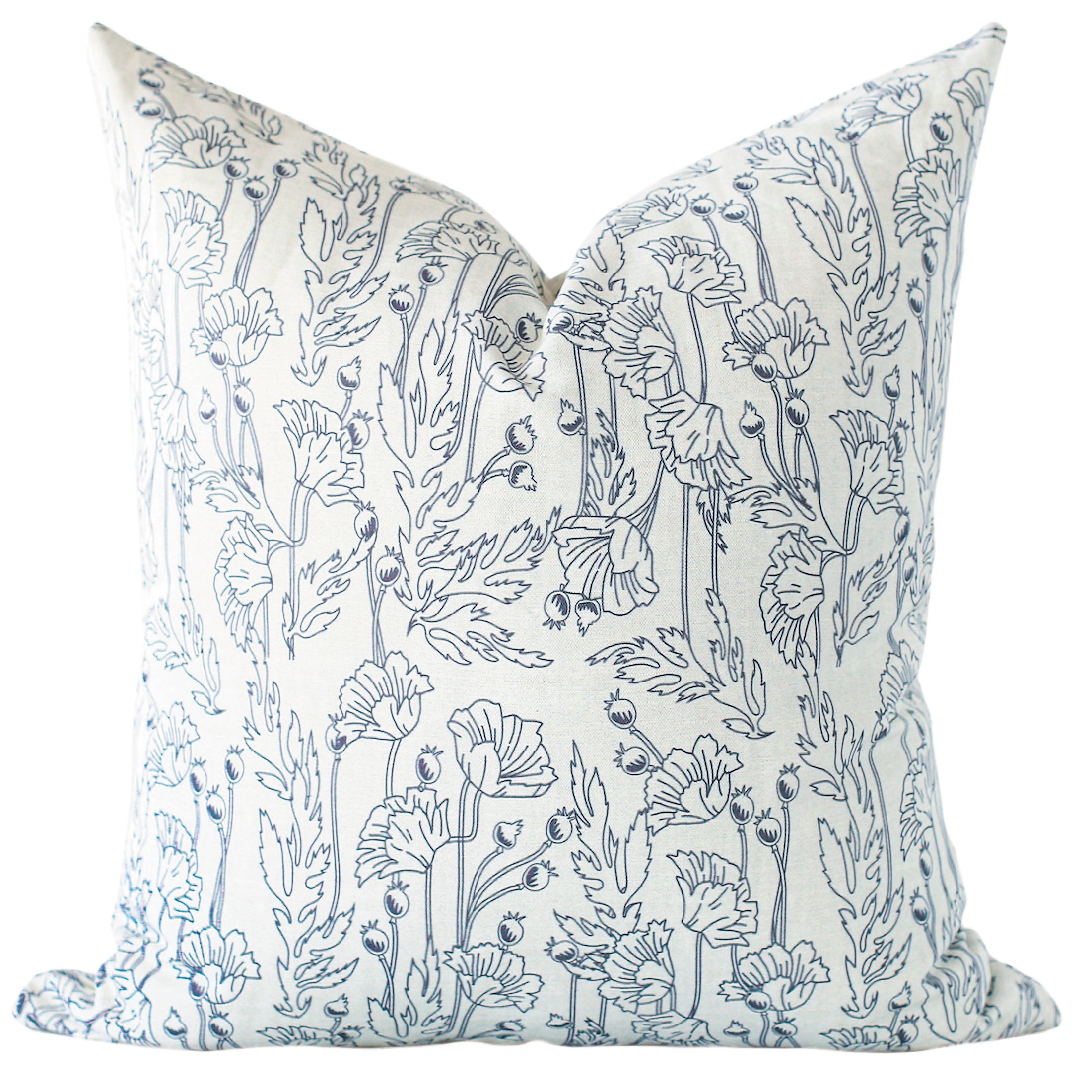 Premium Blue Poppy Pillow Cover - Soft Decorative Cushion Case for Sofa, Bed & Home Decor - 18x18 Inches - Machine Washable